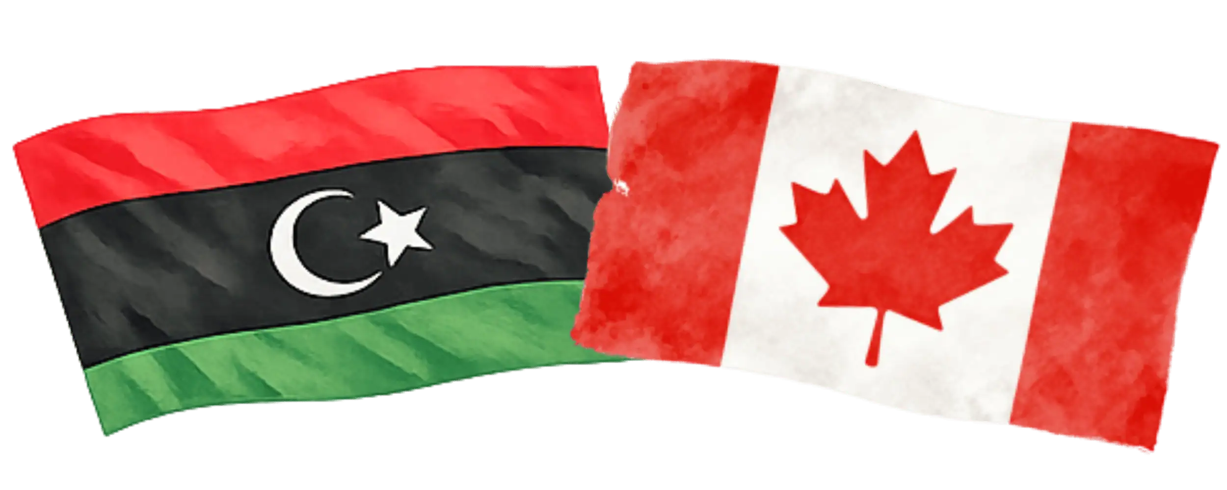 Libyan and Canadian flags representing immigration from Libya to Canada