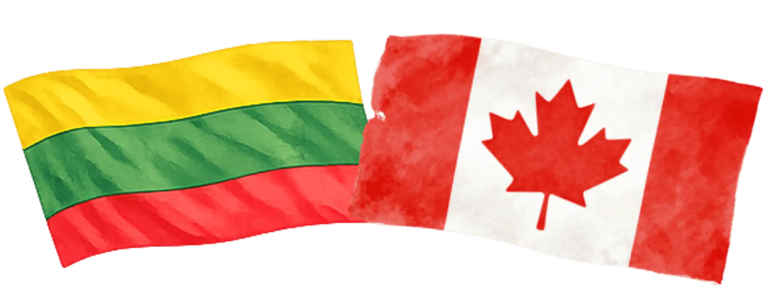 Lithuanian and Canadian flags representing immigration from Lithuania to Canada