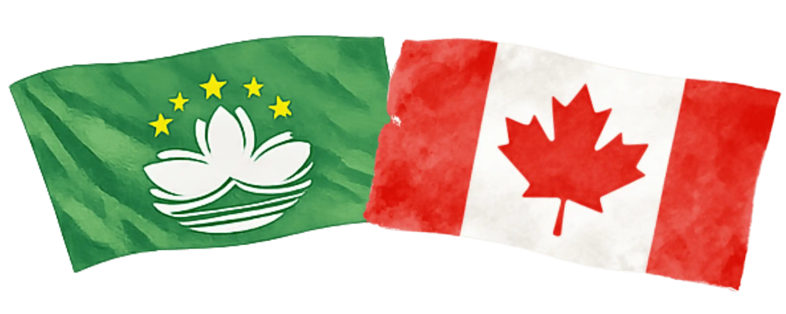 Macanese and Canadian flags representing immigration from Macau to Canada