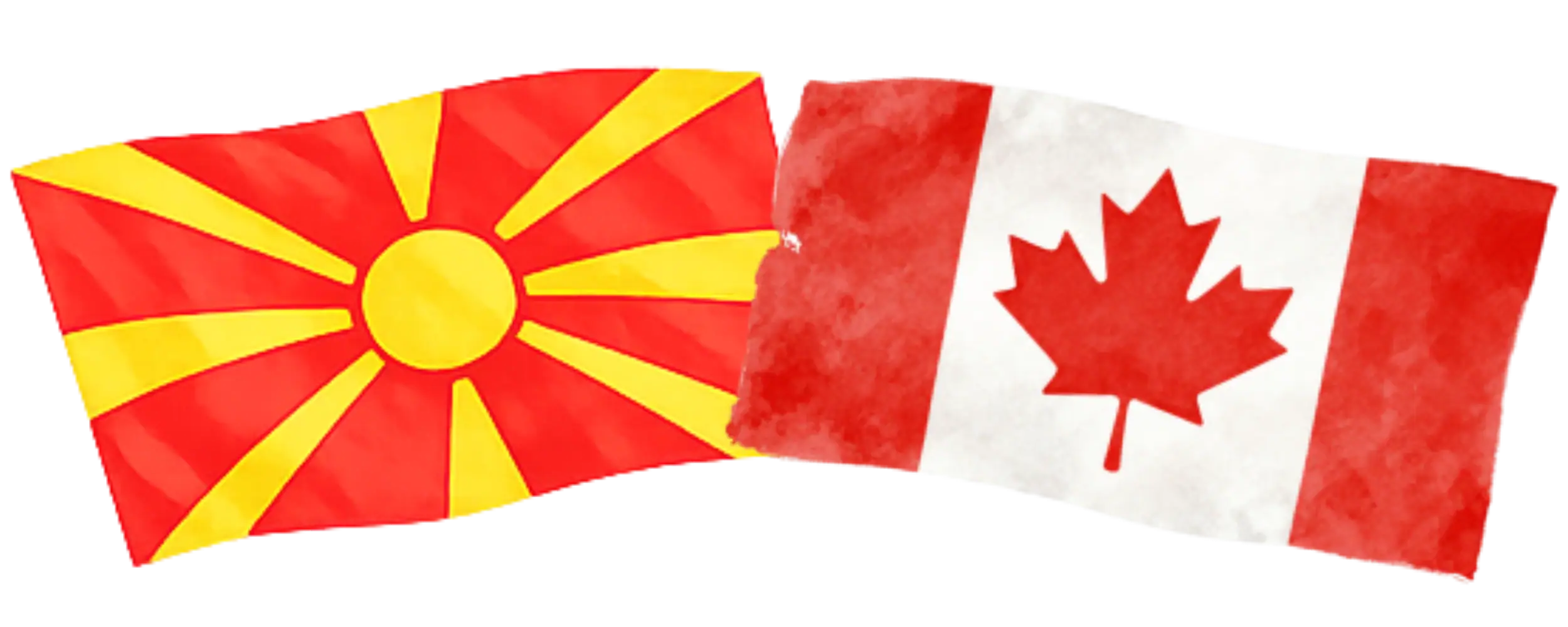 Macedonian and Canadian flags representing immigration from Macedonia to Canada