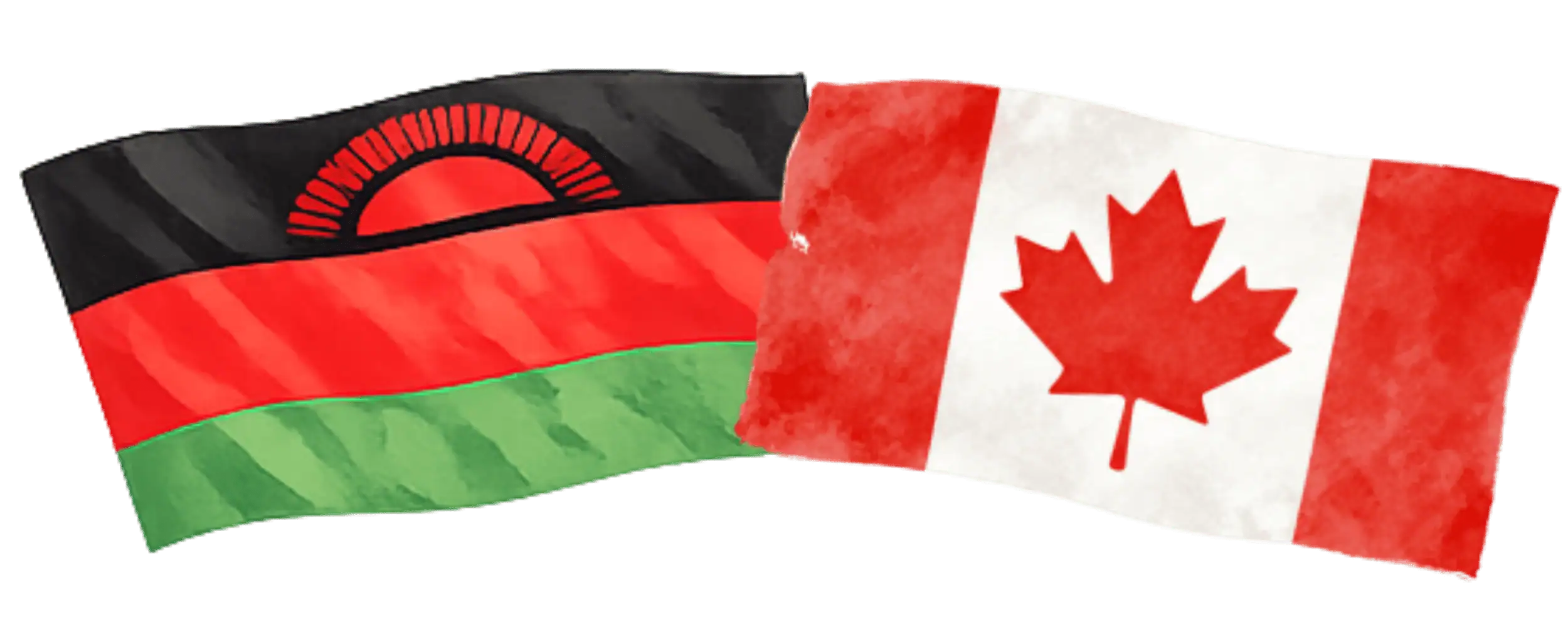Malawian and Canadian flags representing immigration from Malawi to Canada