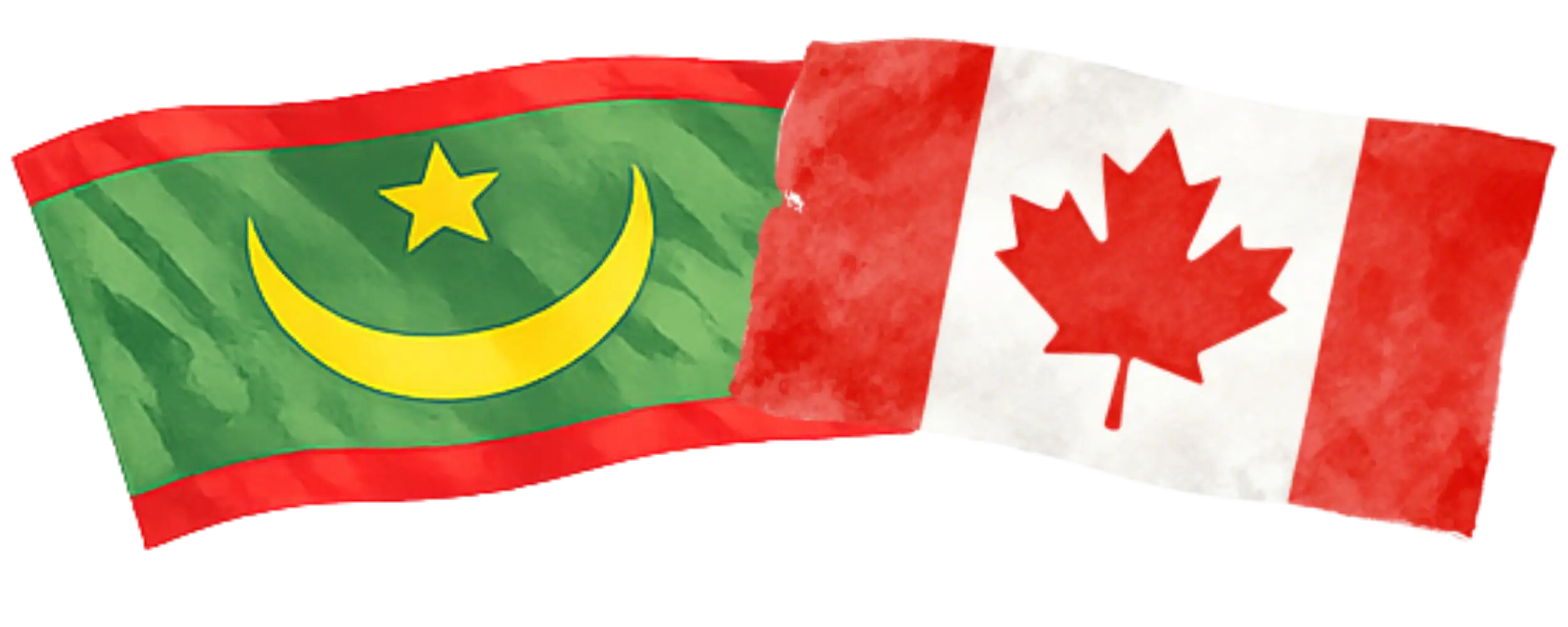 Mauritanian and Canadian flags representing immigration from Mauritania to Canada