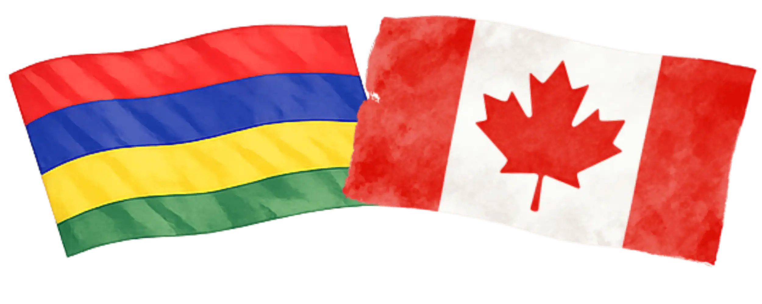 Mauritian and Canadian flags representing immigration from Mauritius to Canada