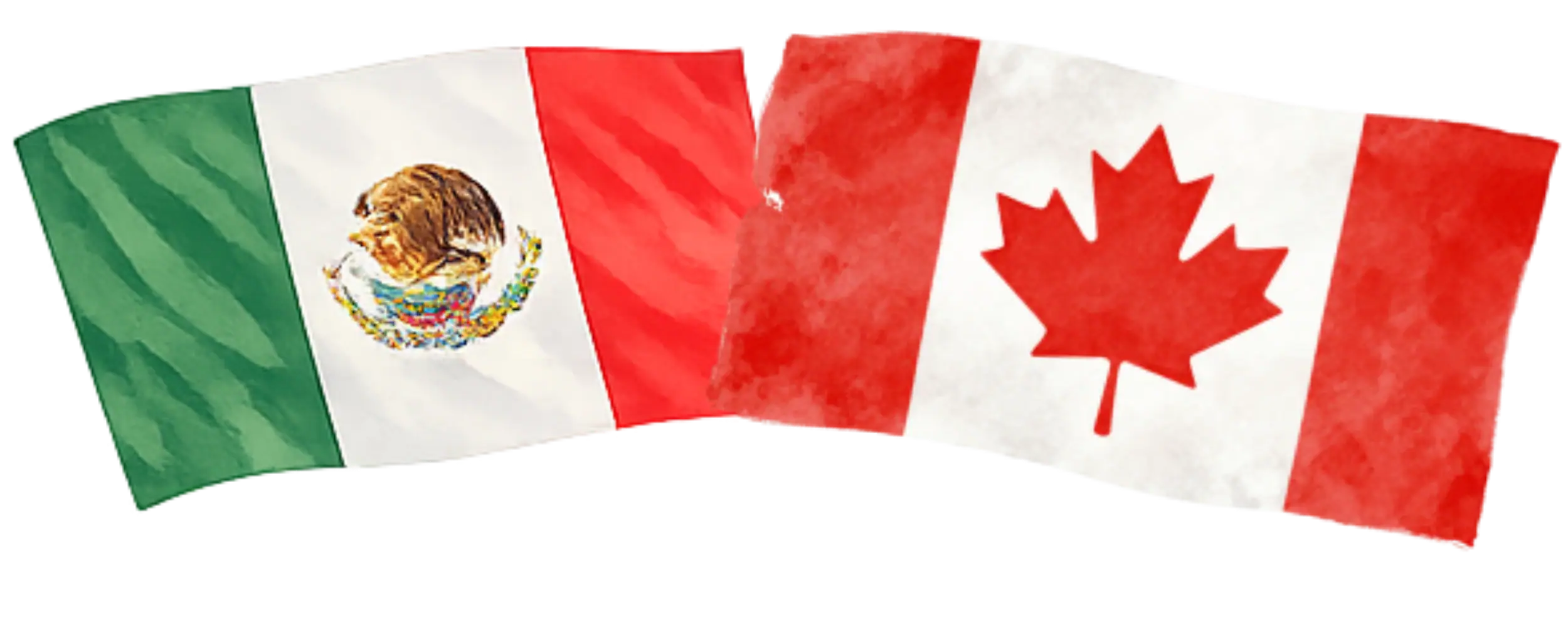 Mexican and Canadian flags representing immigration from Mexico to Canada