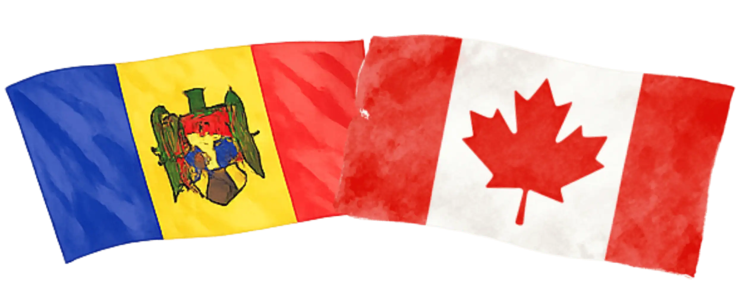 Moldovan and Canadian flags representing immigration from Moldova to Canada