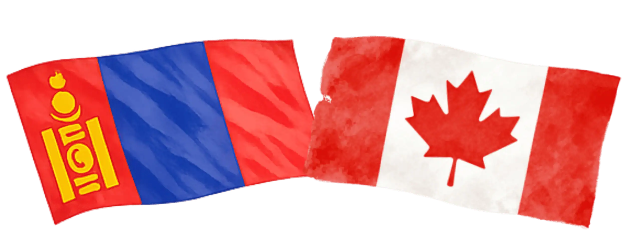 Mongolian and Canadian flags representing immigration from Mongolia to Canada