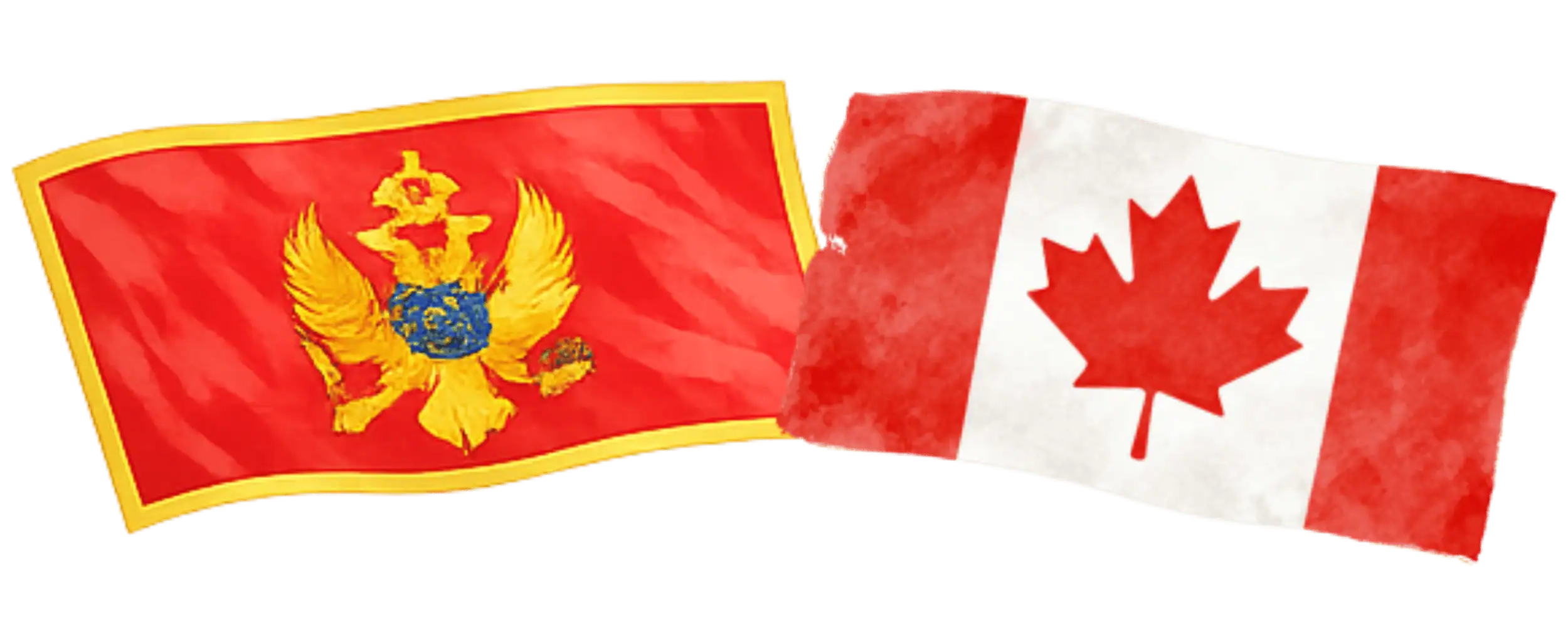 Montenegrin and Canadian flags representing immigration from Montenegro to Canada