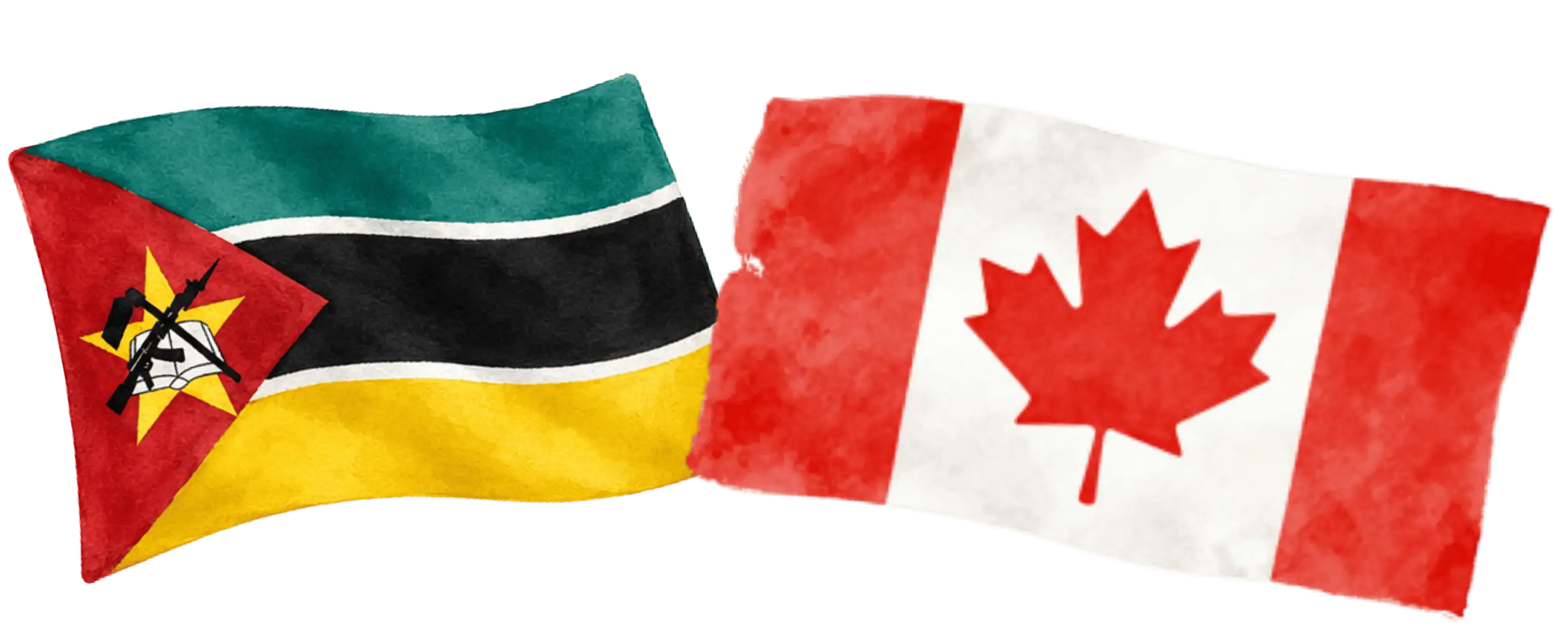 Mozambican and Canadian flags representing immigration from Mozambique to Canada