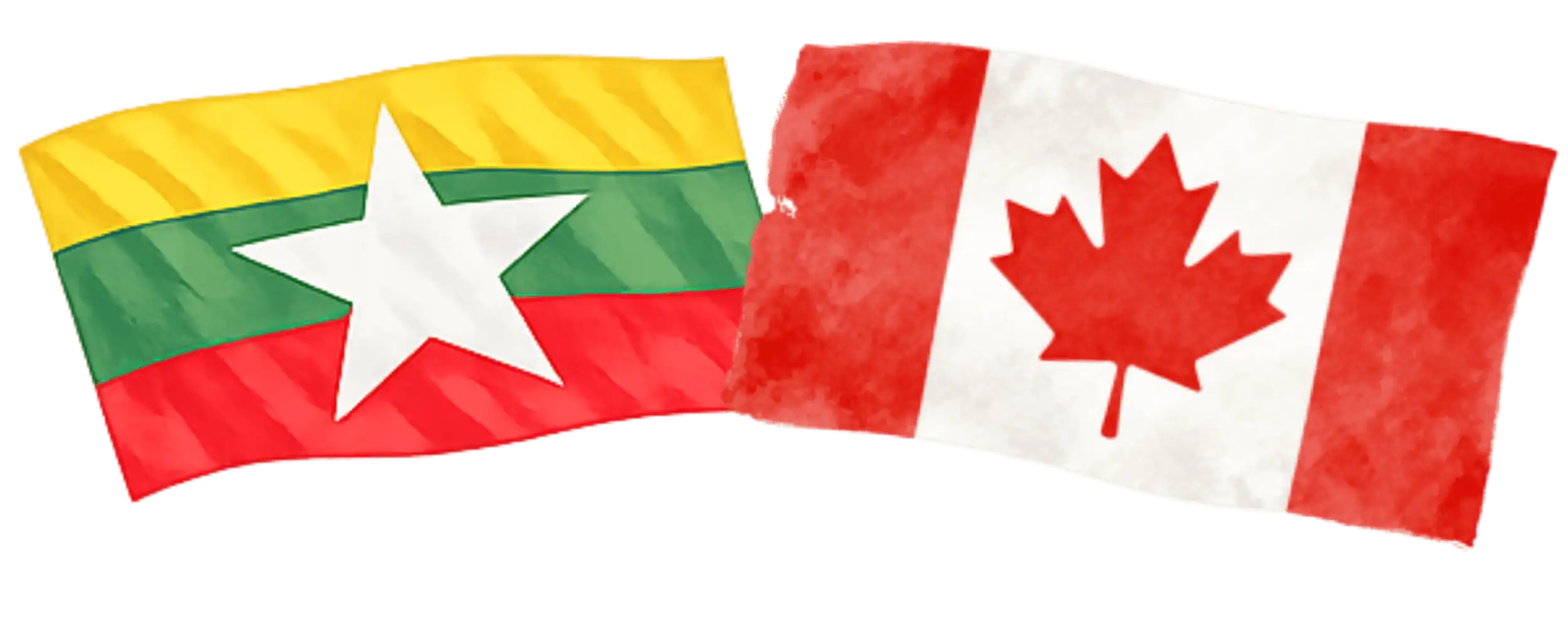 Myanmar and Canadian flags representing immigration from Myanmar to Canada