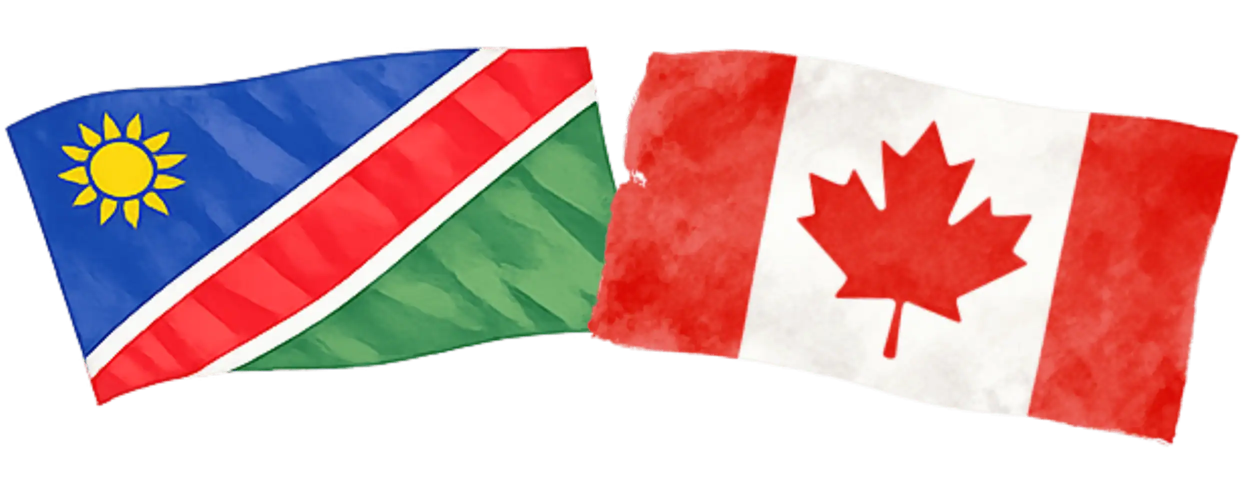 Namibian and Canadian flags representing immigration from Namibia to Canada