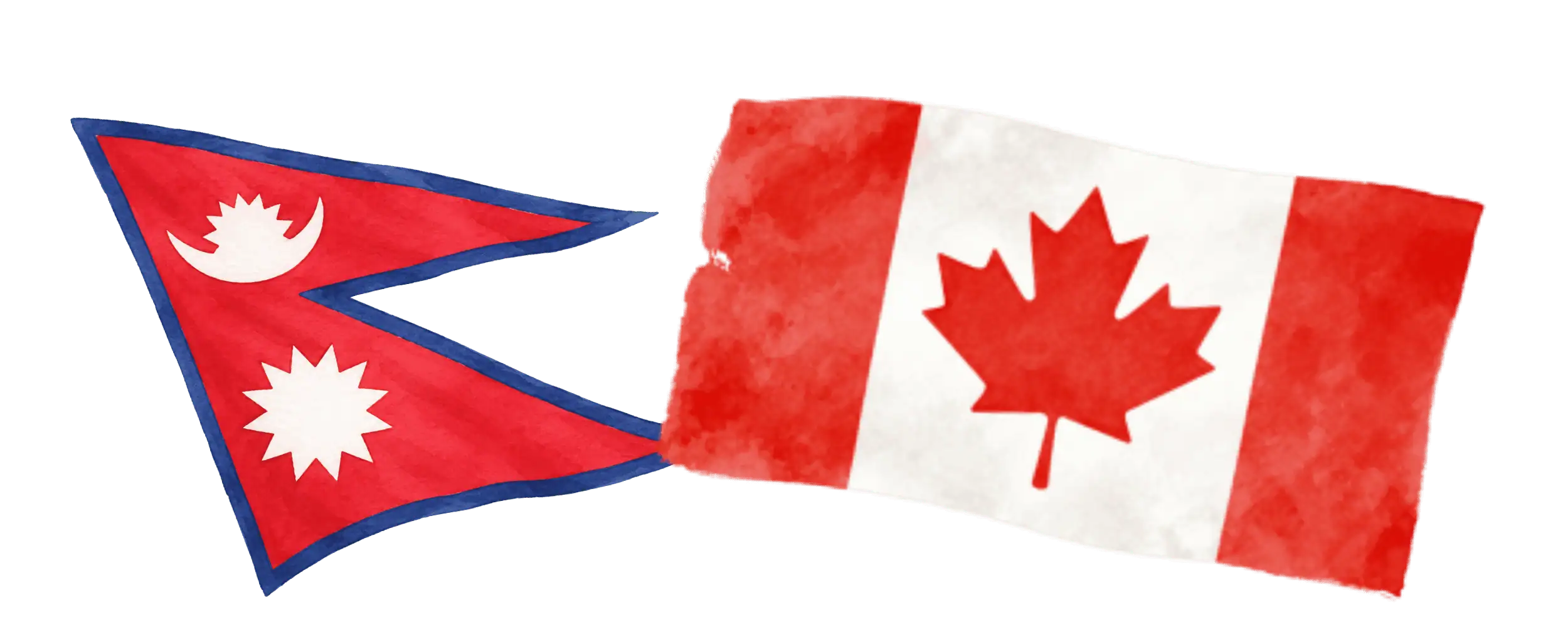 Nepalese and Canadian flags representing immigration from Nepal to Canada