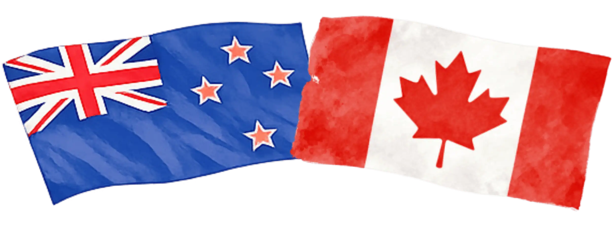 New Zealand and Canadian flags representing immigration from New Zealand to Canada