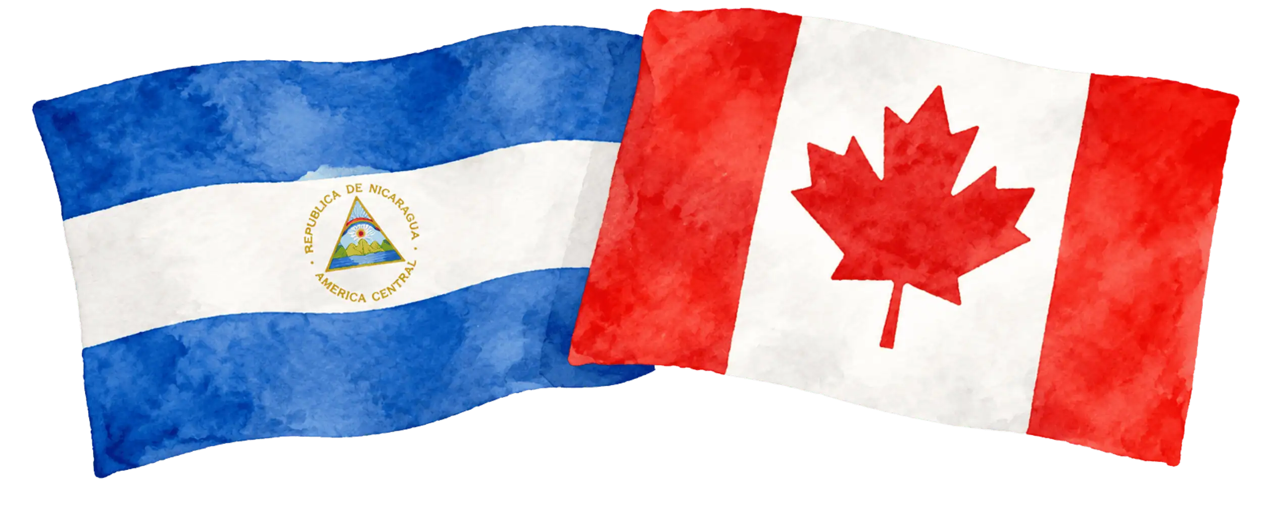 Nicaraguan and Canadian flags representing immigration from Nicaragua to Canada