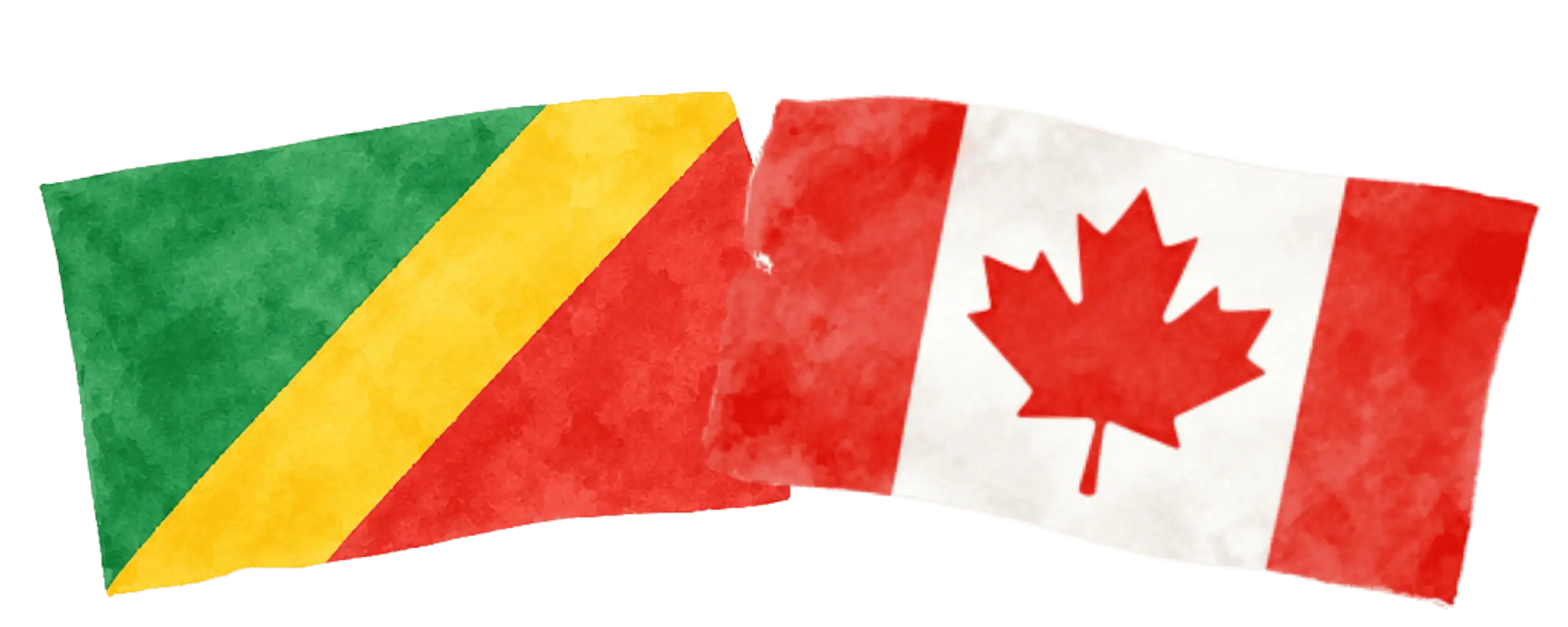 Congolese and Canadian flags representing immigration from the Republic of the Congo to Canada