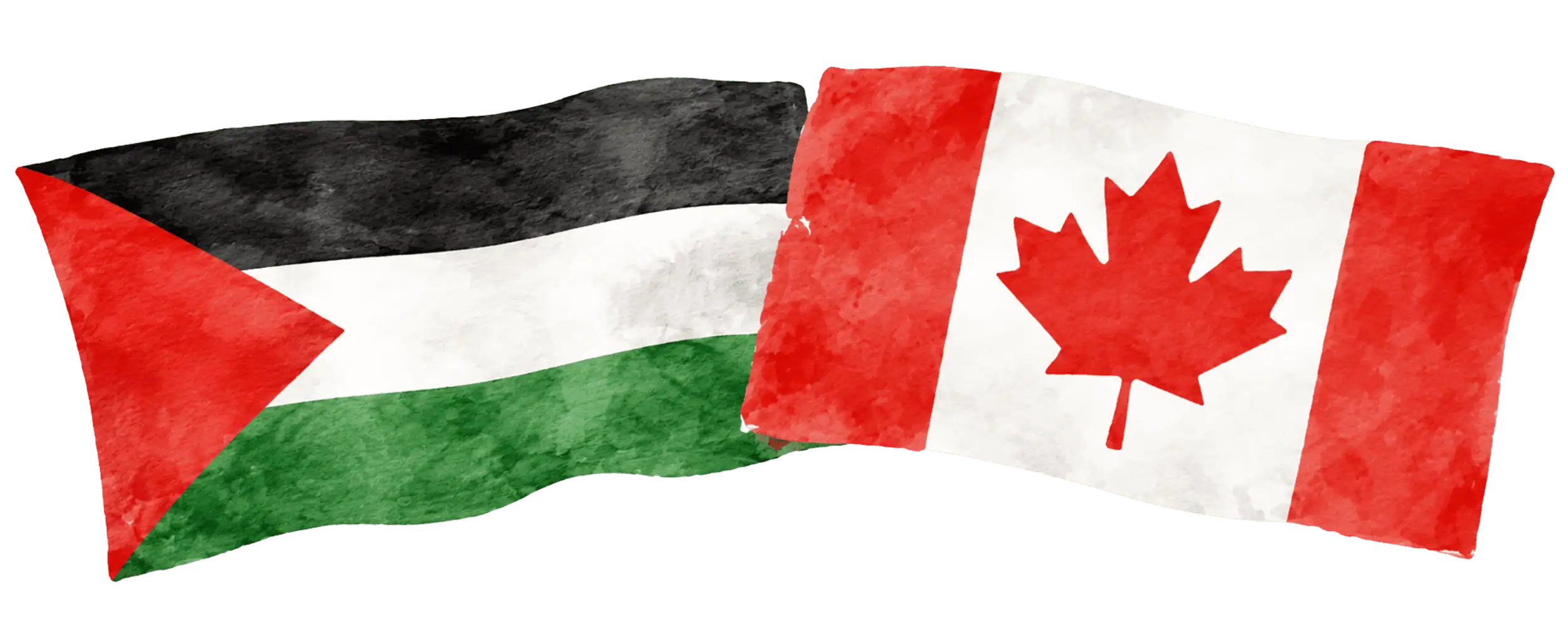 Palestinian and Canadian flags representing immigration from the Palestinian territories to Canada