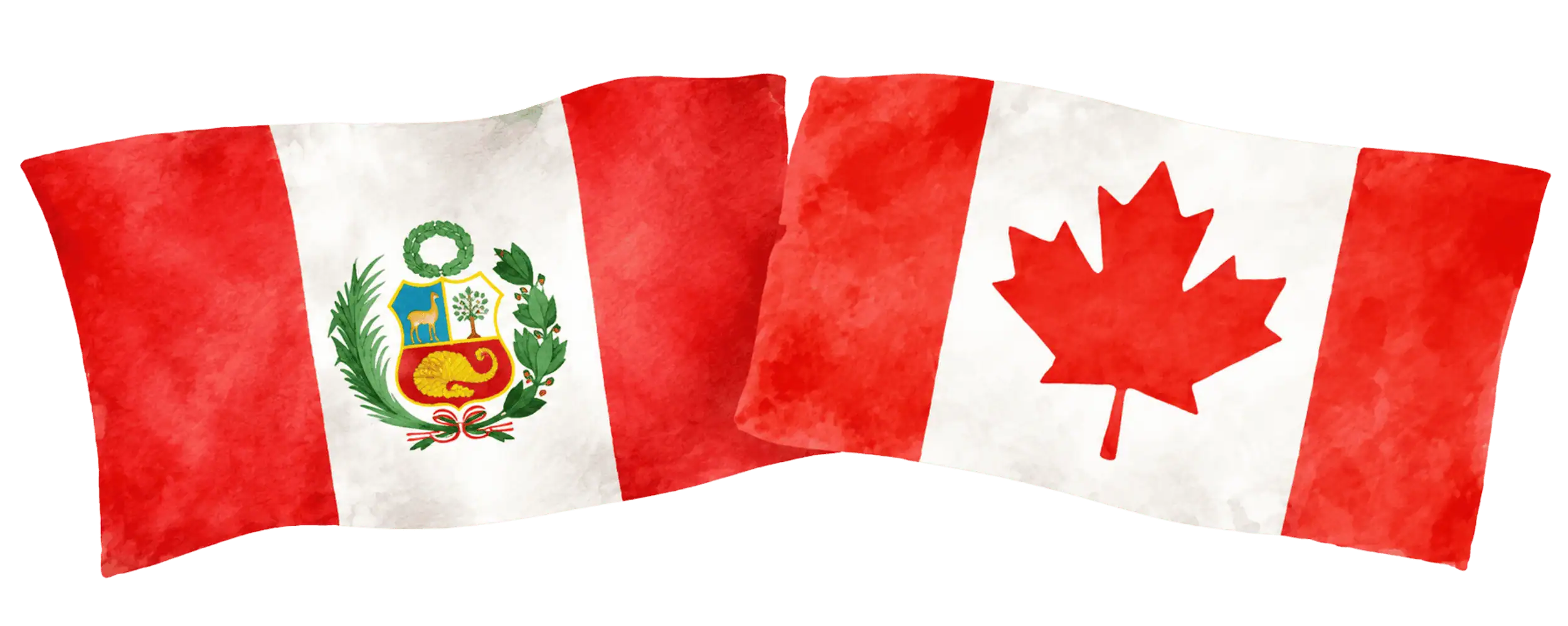 Peruvian and Canadian flags representing immigration from Peru to Canada