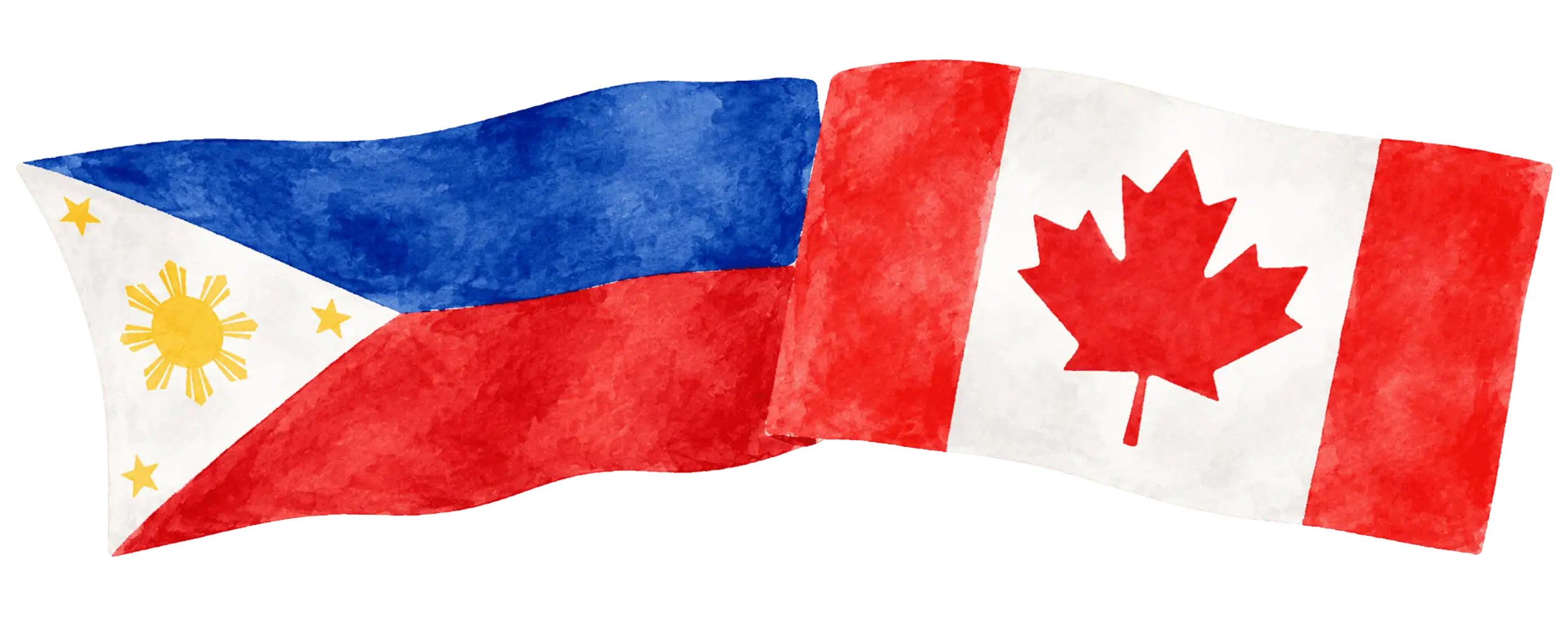 Philippines and Canadian flags representing immigration from the Philippines to Canada