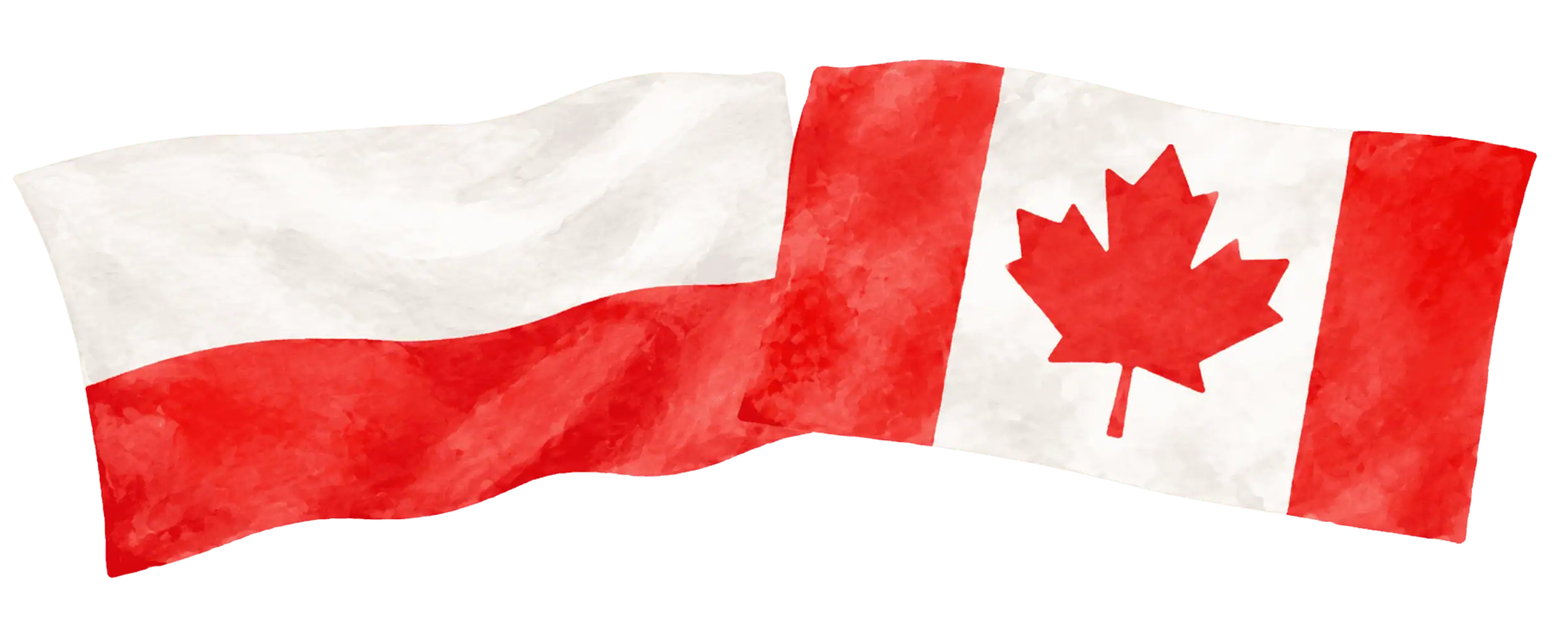 Polish and Canadian flags representing immigration from Poland to Canada
