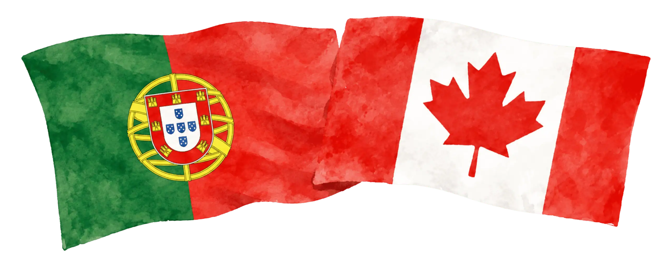 Portuguese and Canadian flags representing immigration from Portugal to Canada