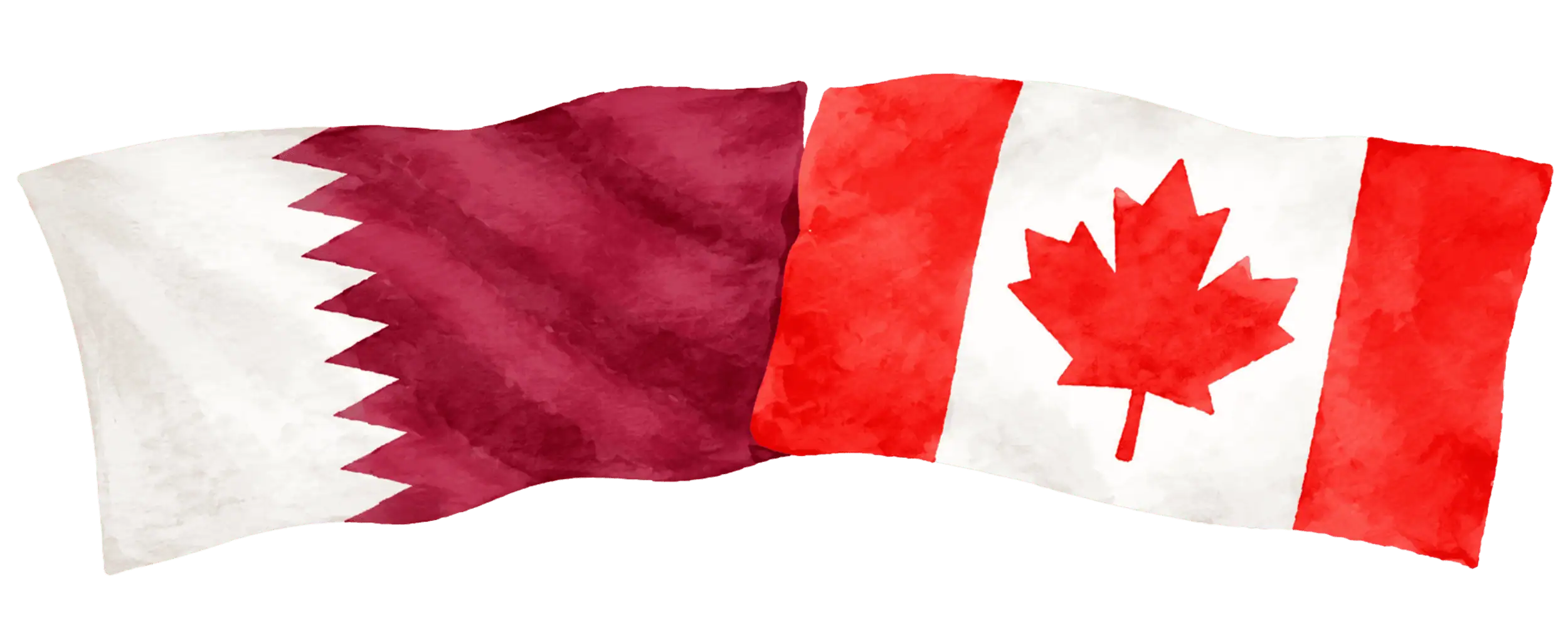 Qatari and Canadian flags representing immigration from Qatar to Canada