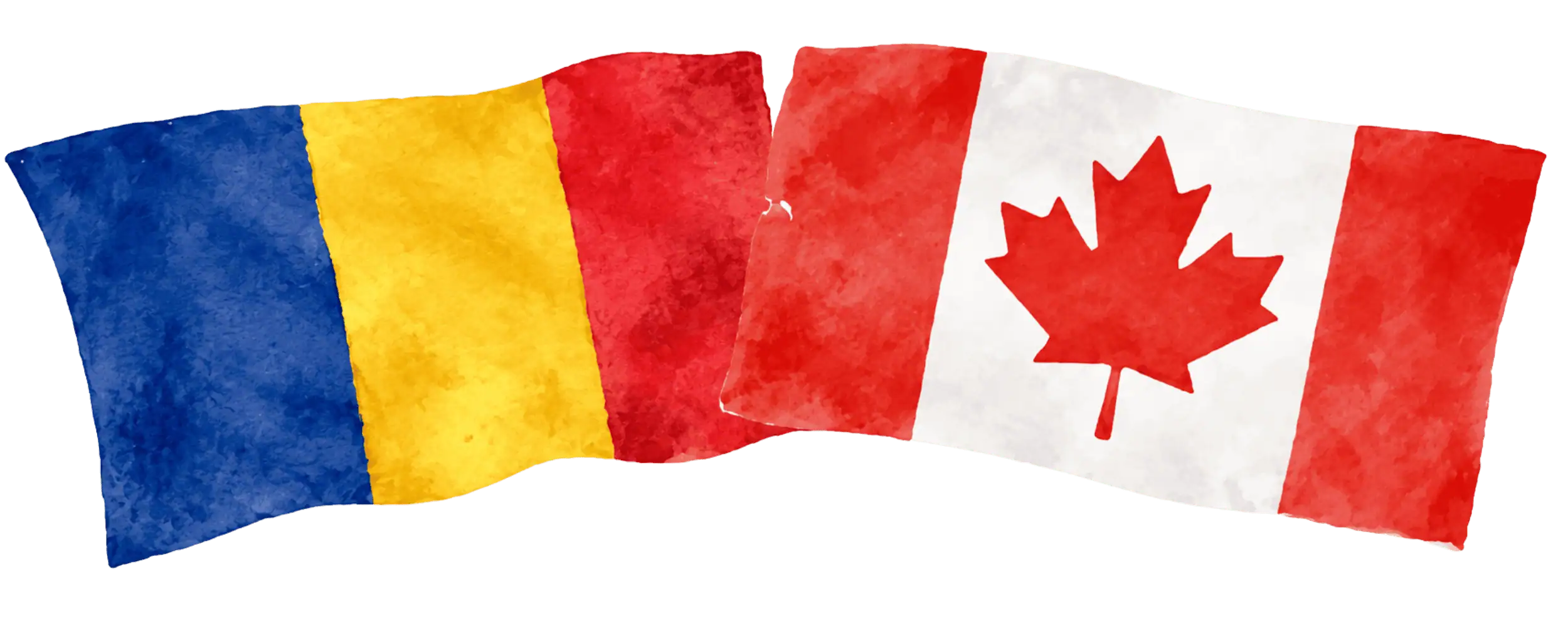 Romanian and Canadian flags representing immigration from Romania to Canada