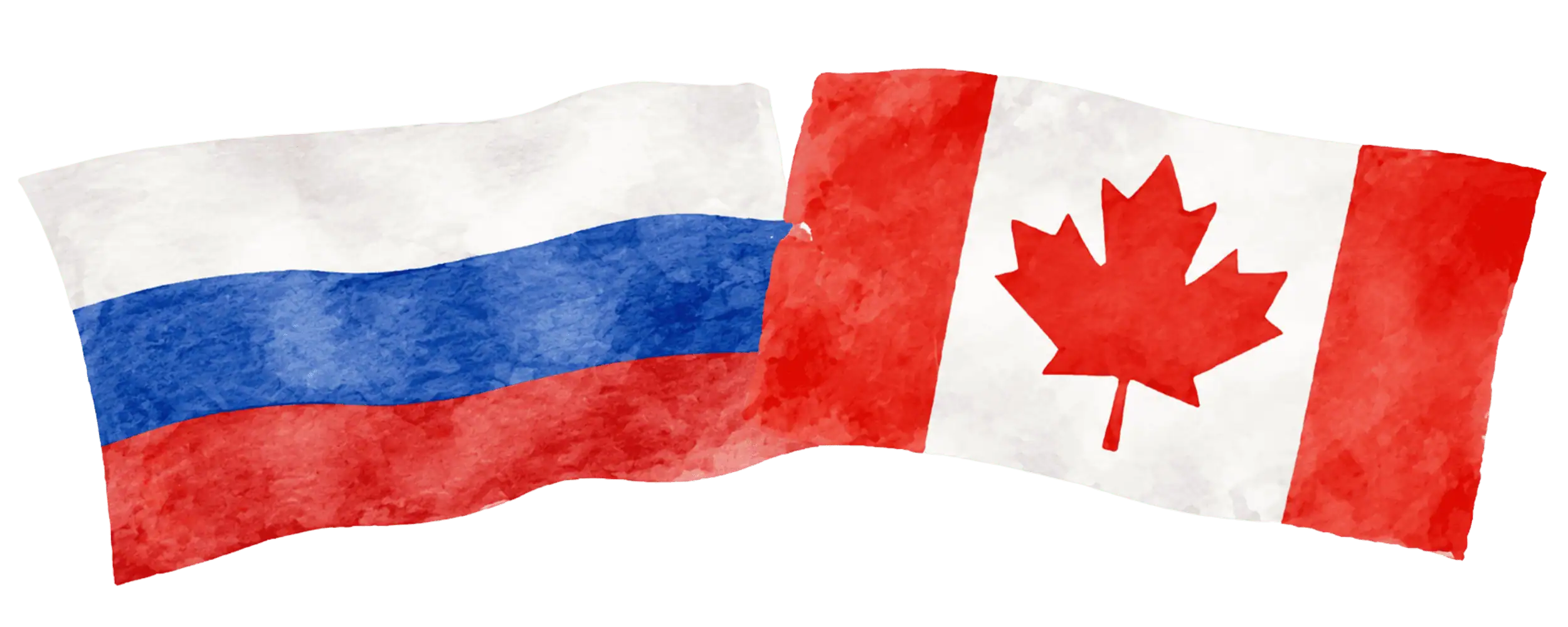 Russian and Canadian flags representing immigration from Russia to Canada