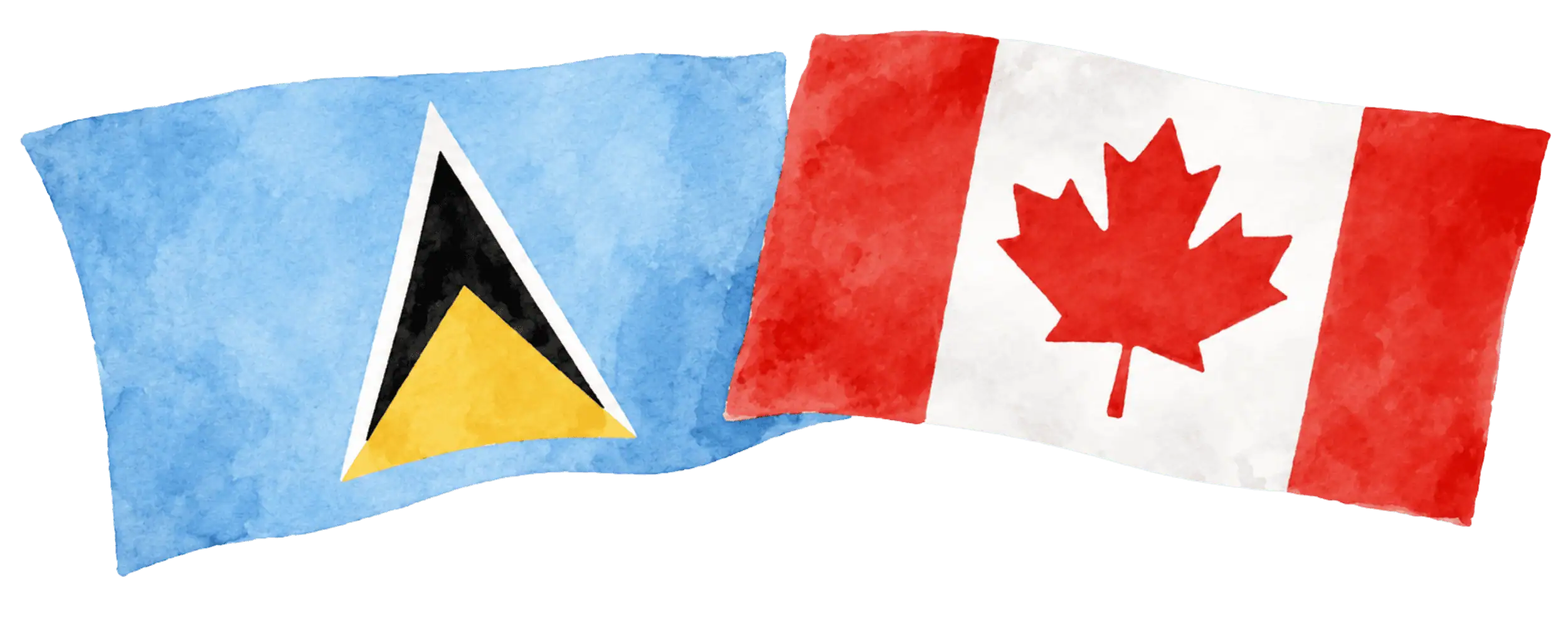 Saint Lucian and Canadian flags representing immigration from Saint Lucia to Canada