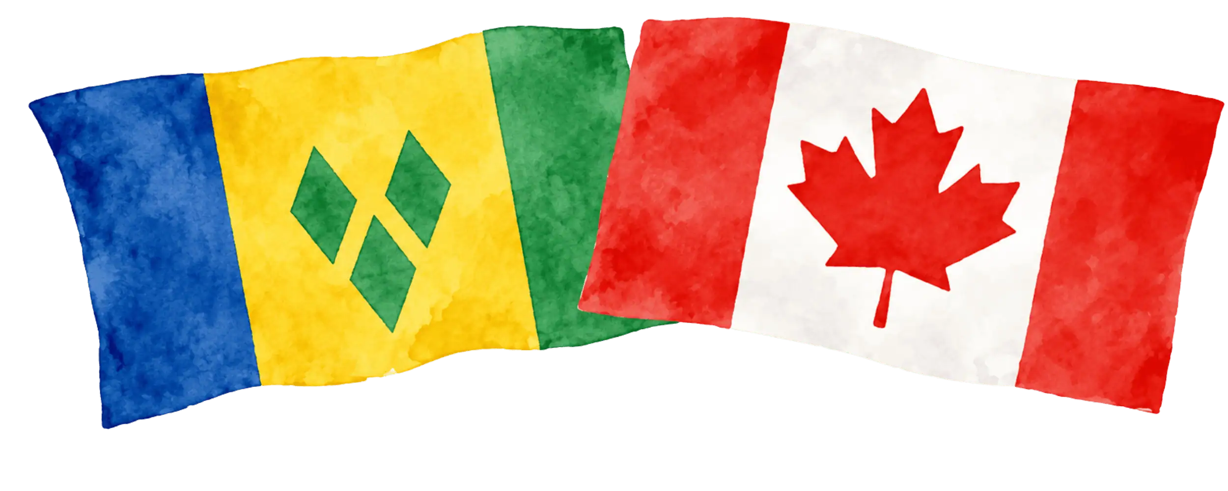 Saint Vincentian and Canadian flags representing immigration from Saint Vincent to Canada
