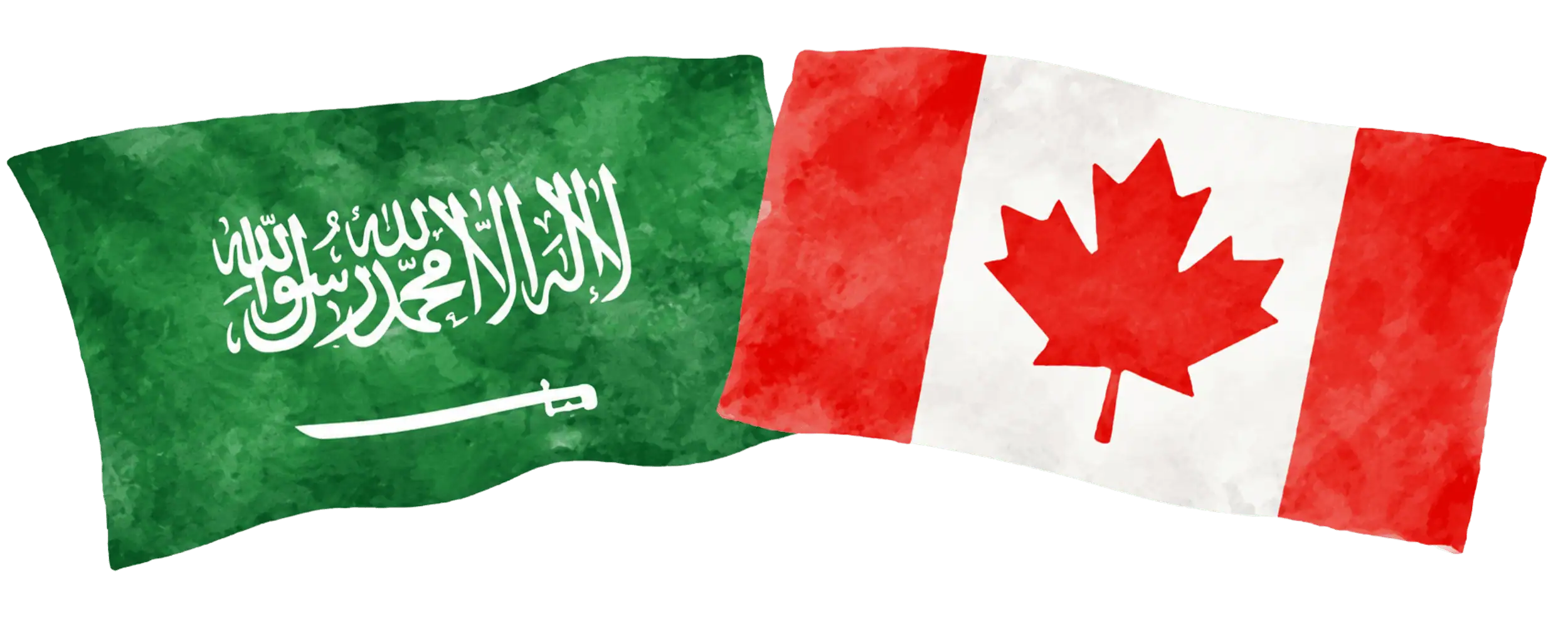 Saudi Arabian and Canadian flags representing immigration from Saudi Arabia to Canada