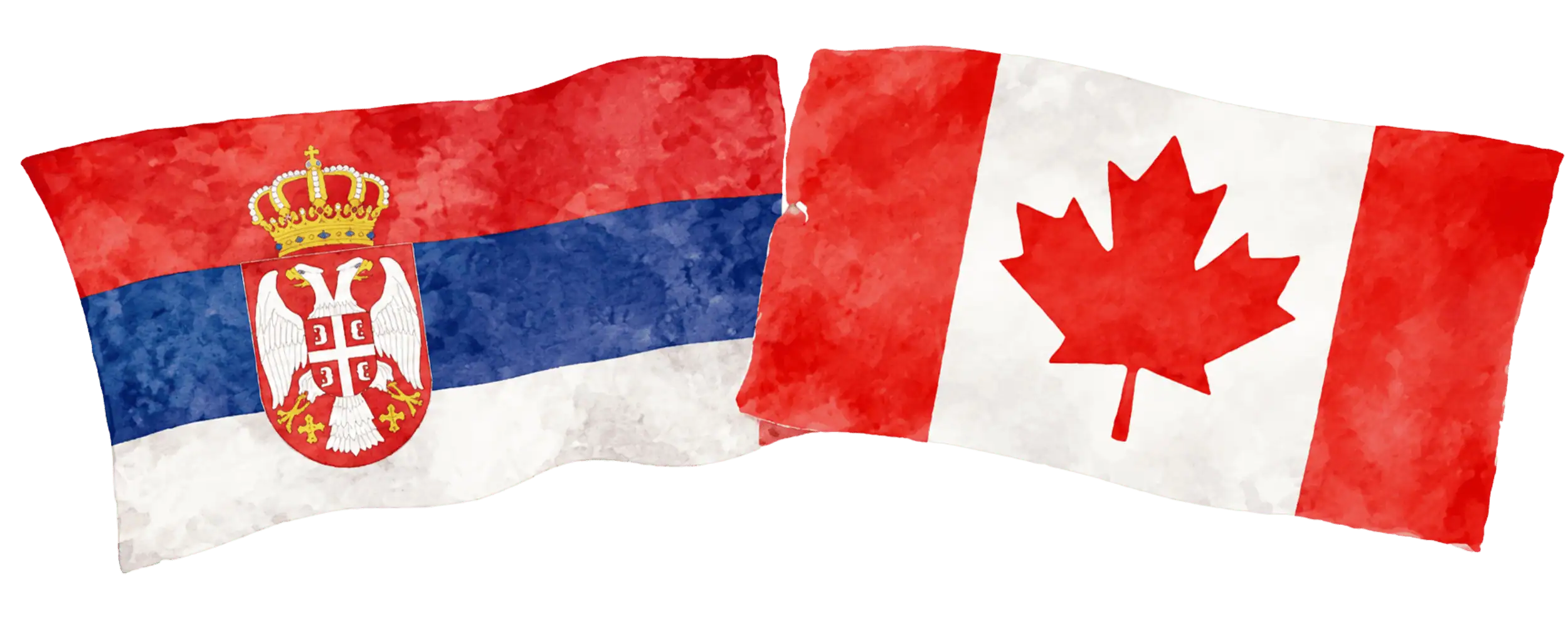 Serbian and Canadian flags representing immigration from Serbia to Canada