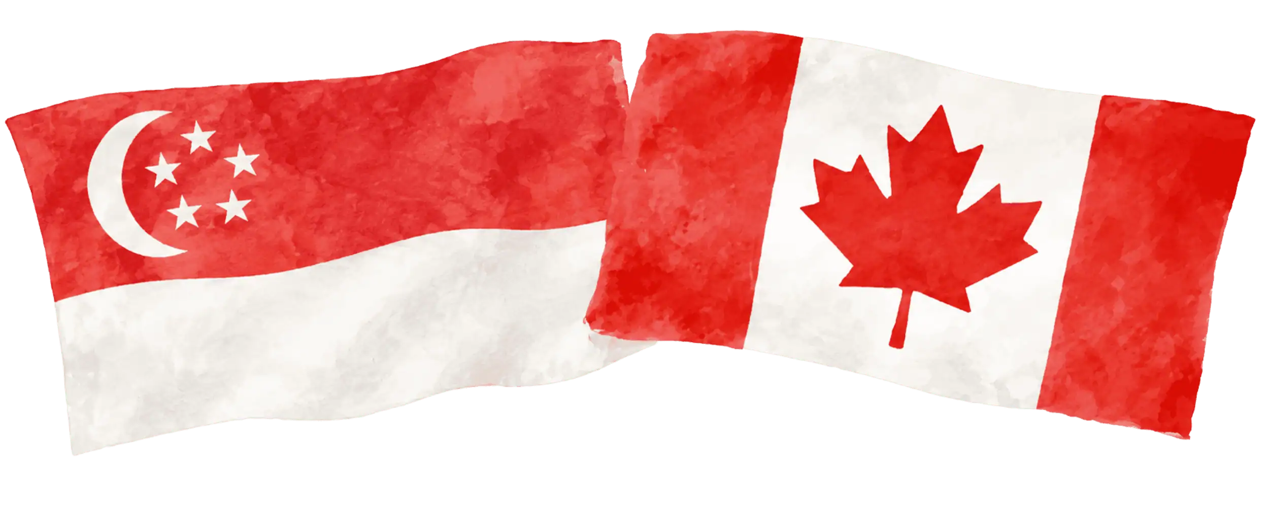 Singaporean and Canadian flags representing immigration from Singapore to Canada