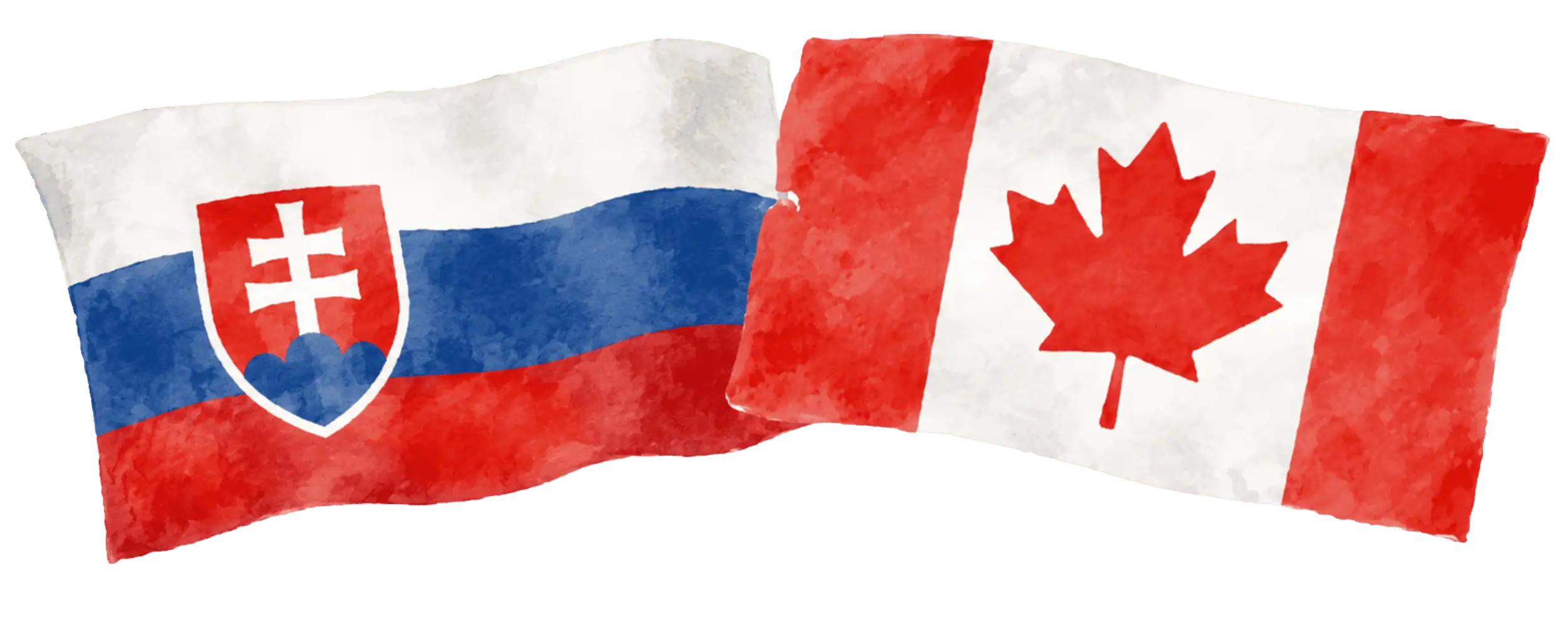Slovak and Canadian flags representing immigration from Slovakia to Canada