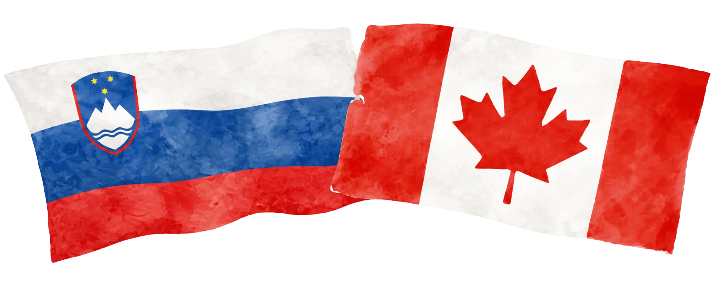 Slovenian and Canadian flags representing immigration from Slovenia to Canada