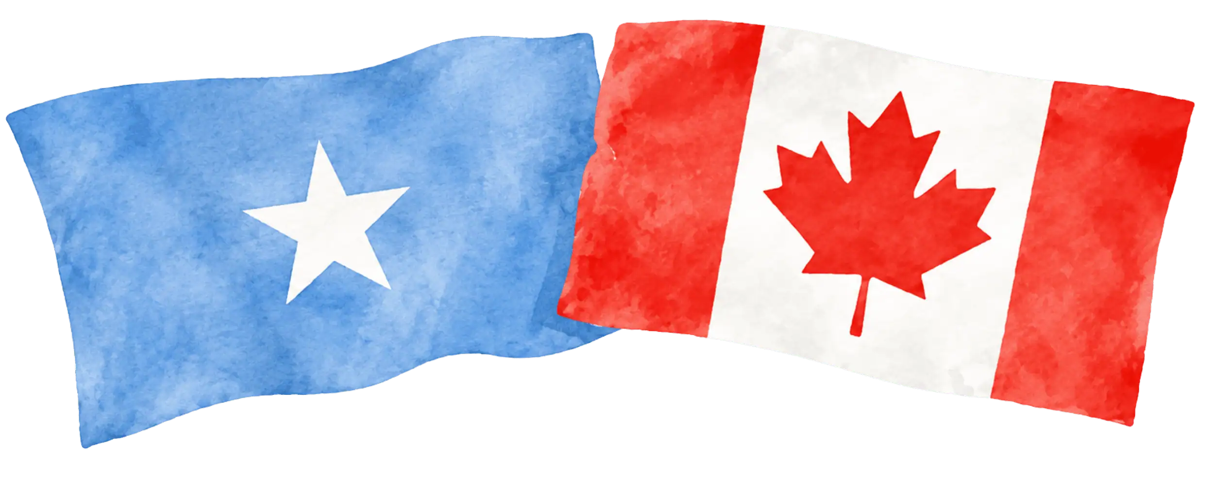 Somali and Canadian flags representing immigration from Somalia to Canada