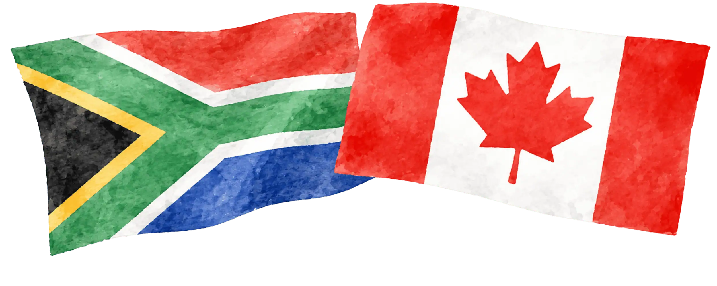 South African and Canadian flags representing immigration from South Africa to Canada