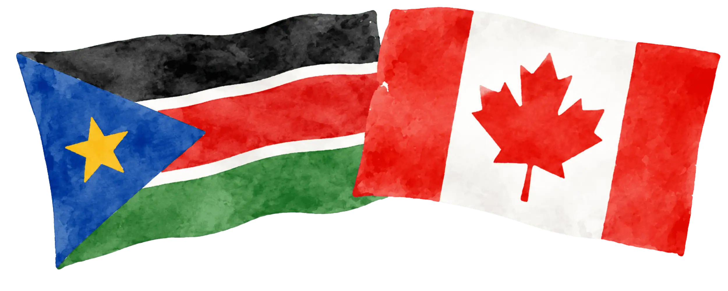 South Sudanese and Canadian flags representing immigration from South Sudan to Canada