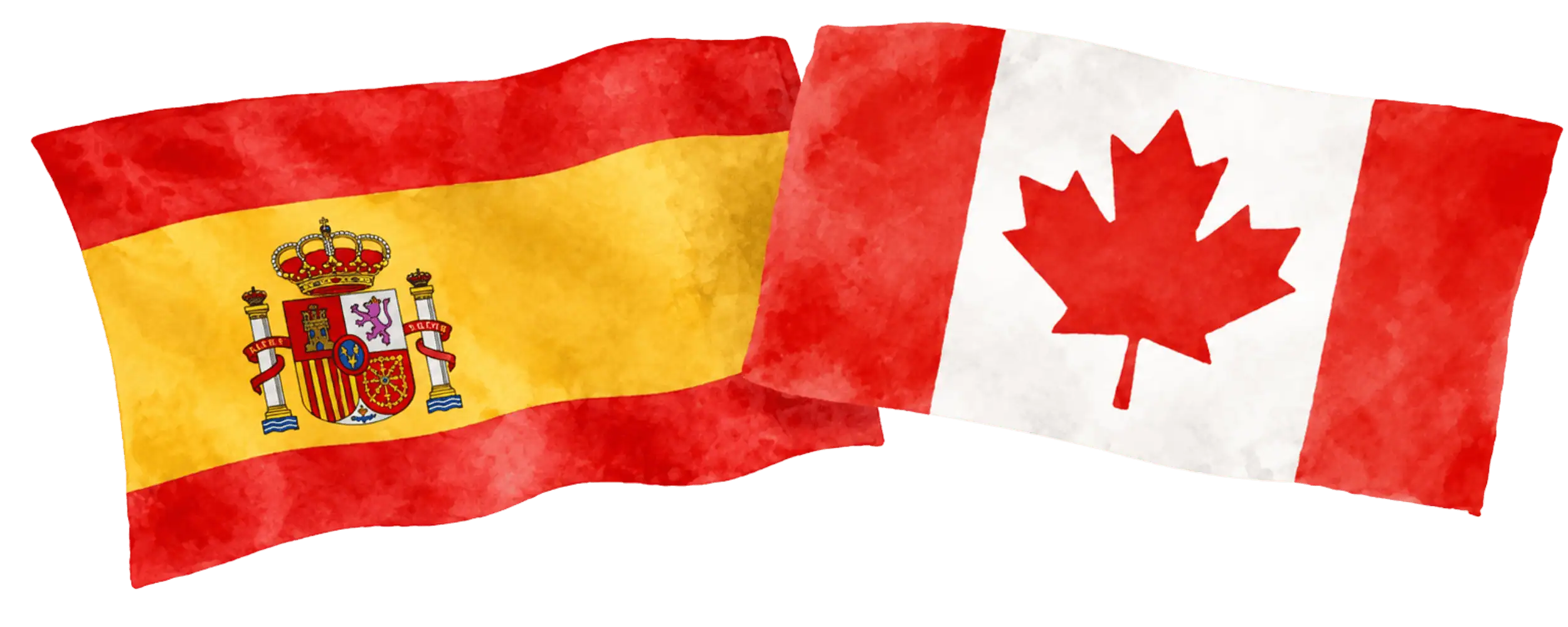 Spanish and Canadian flags representing immigration from Spain to Canada