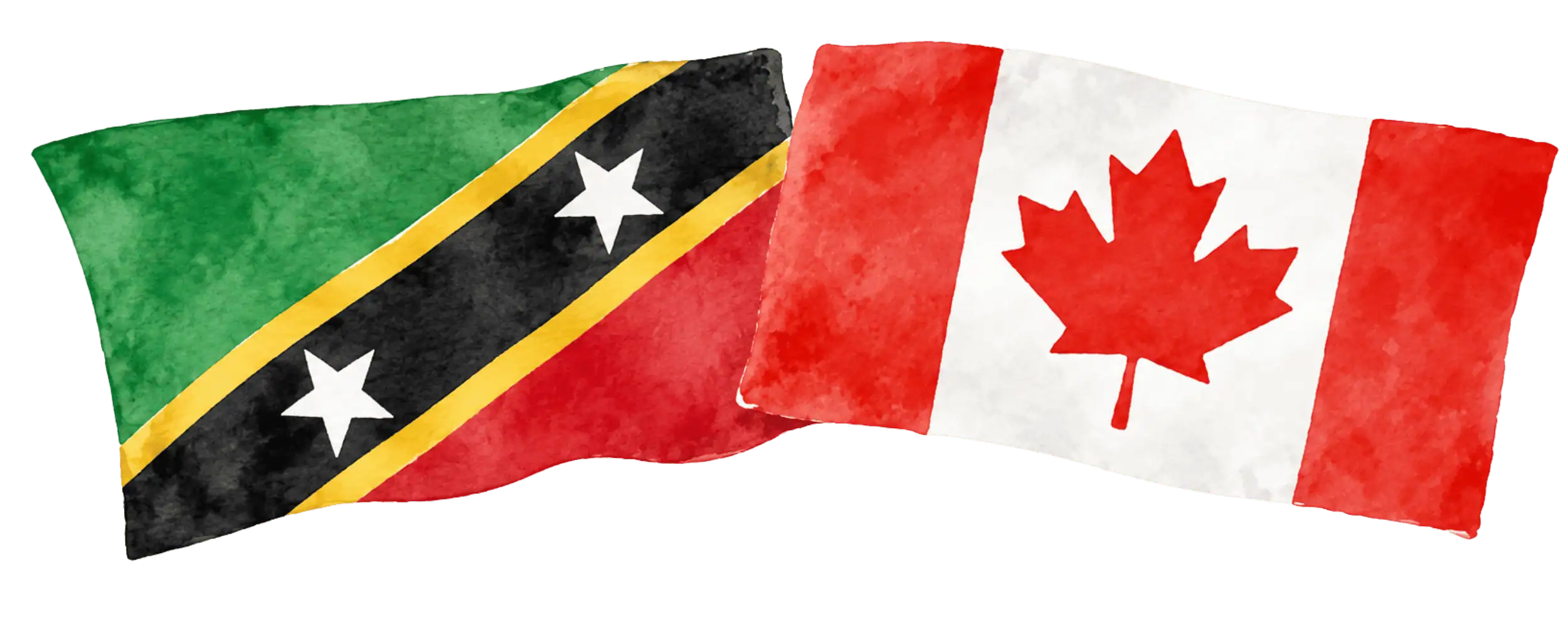 Kittitian, Nevisian and Canadian flags representing immigration from Saint Kitts and Nevis to Canada