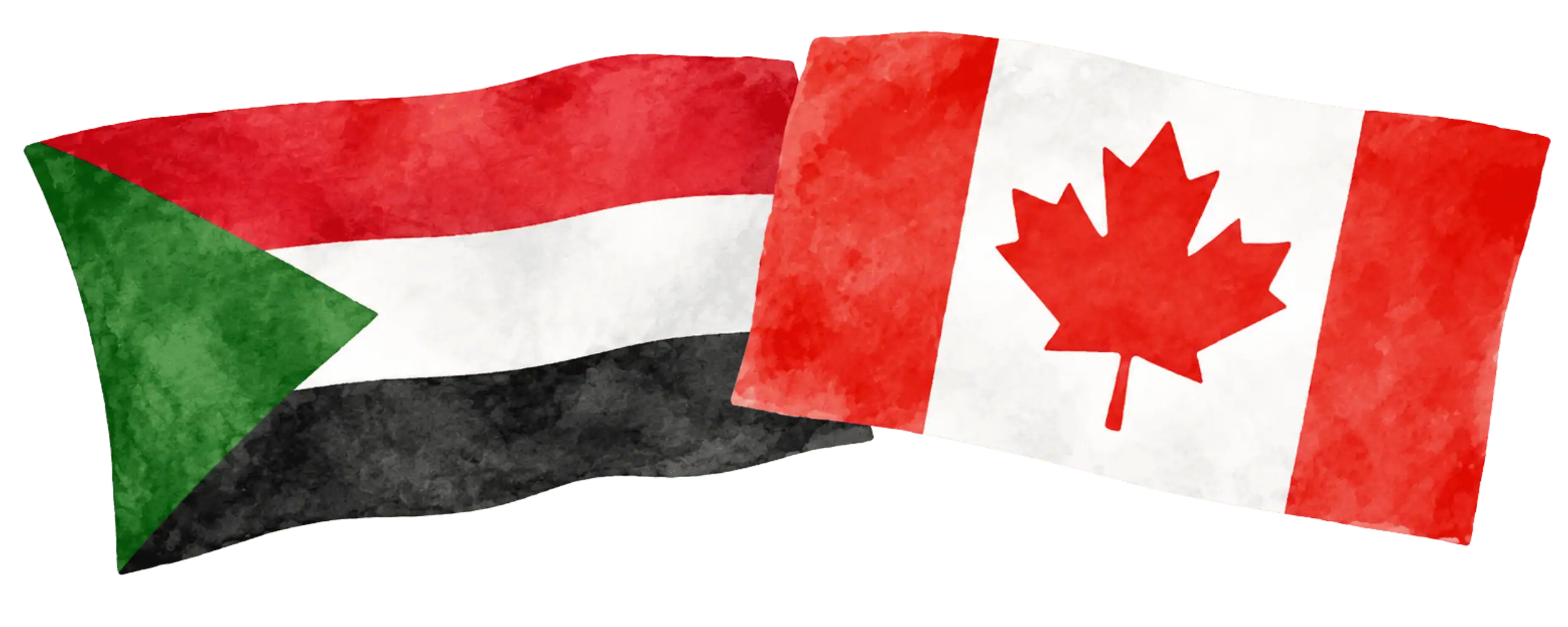 Sudanese and Canadian flags representing immigration from Sudan to Canada
