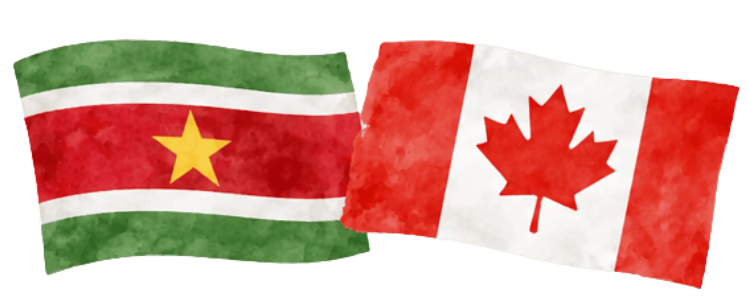 Surinamese and Canadian flags representing immigration from Suriname to Canada