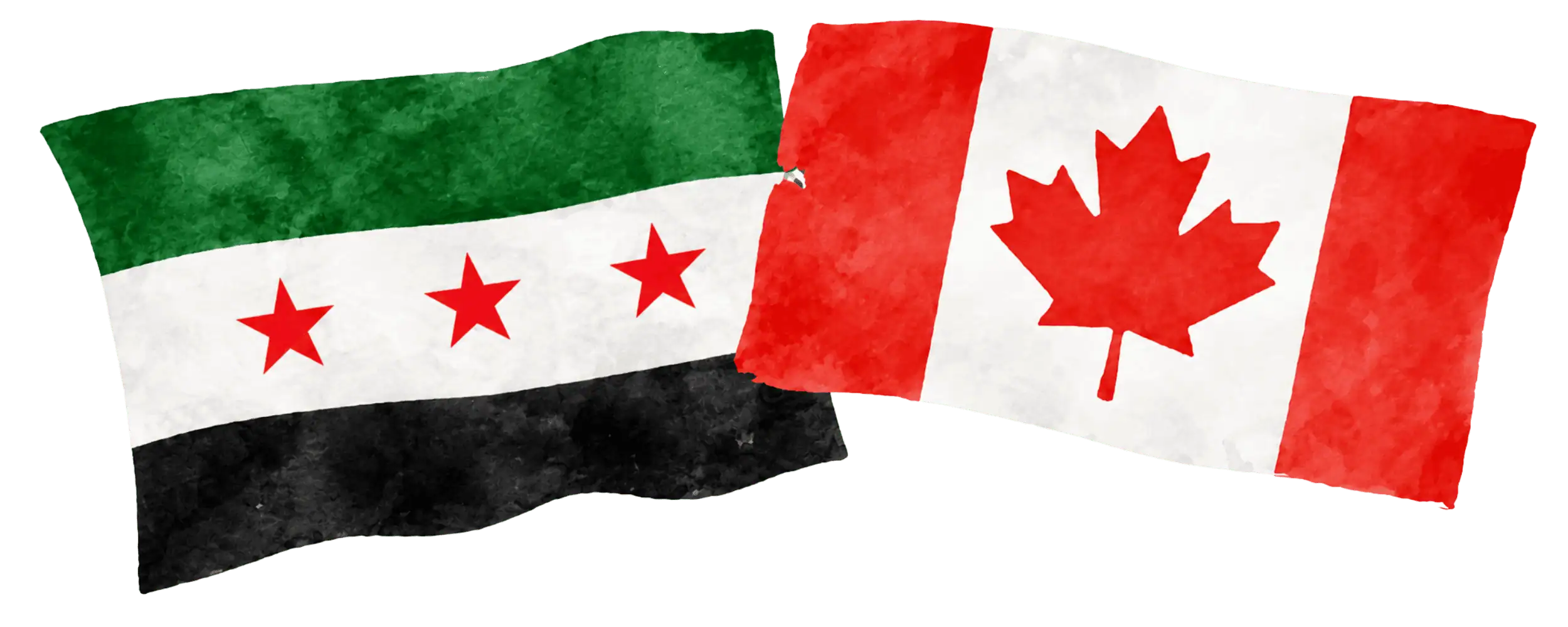 Syrian and Canadian flags representing immigration from Syria to Canada