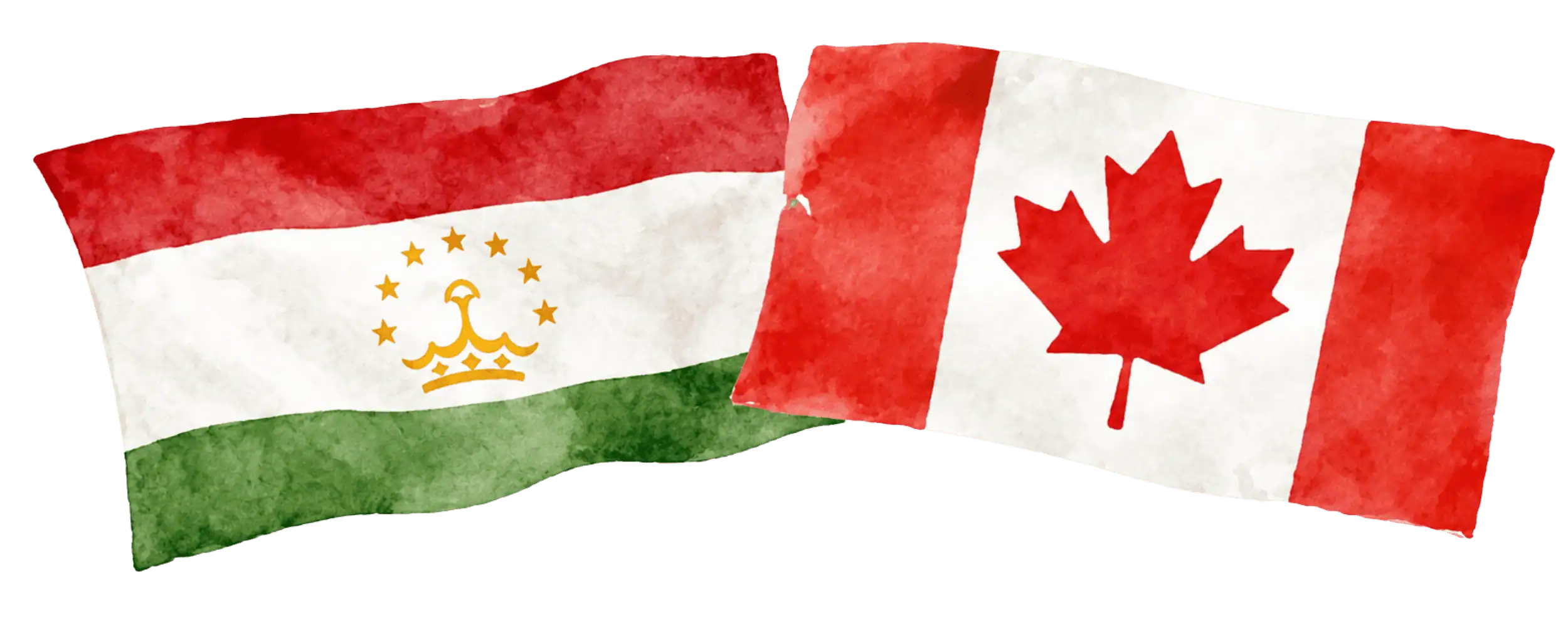 Tajik and Canadian flags representing immigration from Tajikistan to Canada