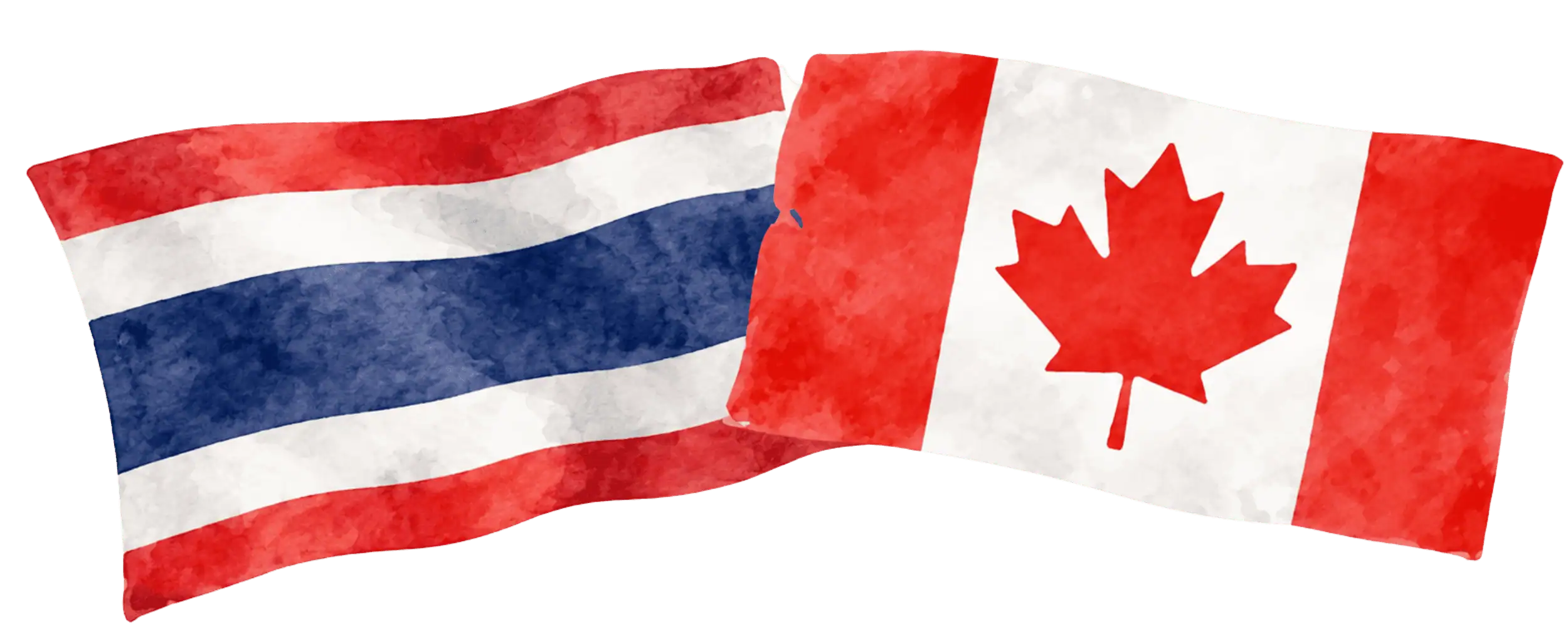 Thai and Canadian flags representing immigration from Thailand to Canada