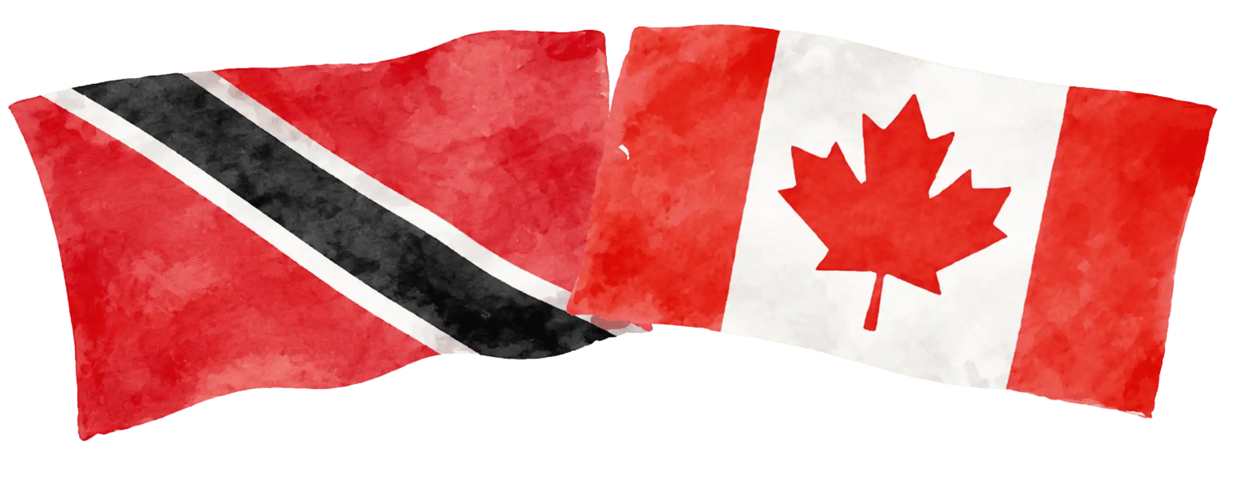 Trinidadian and Tobagonian and Canadian flags representing immigration from Trinidad and Tobago to Canada