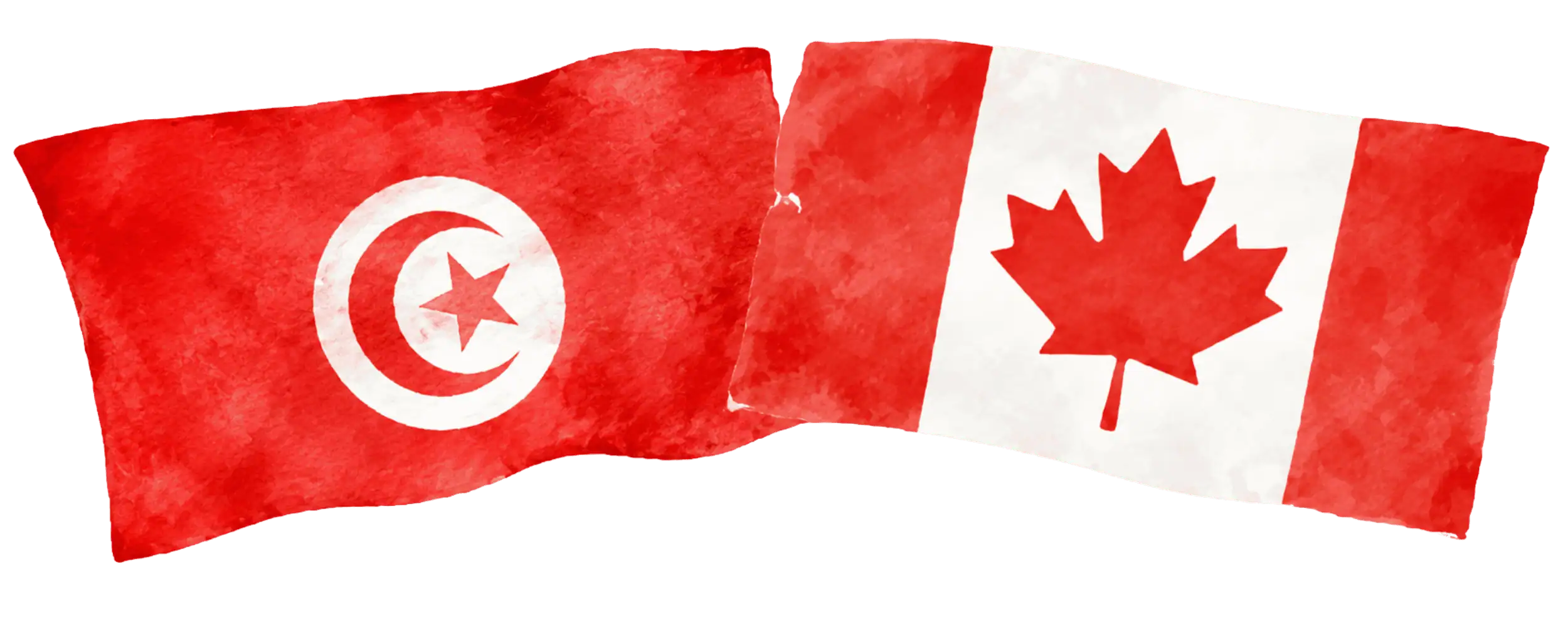 Tunisian and Canadian flags representing immigration from Tunisia to Canada