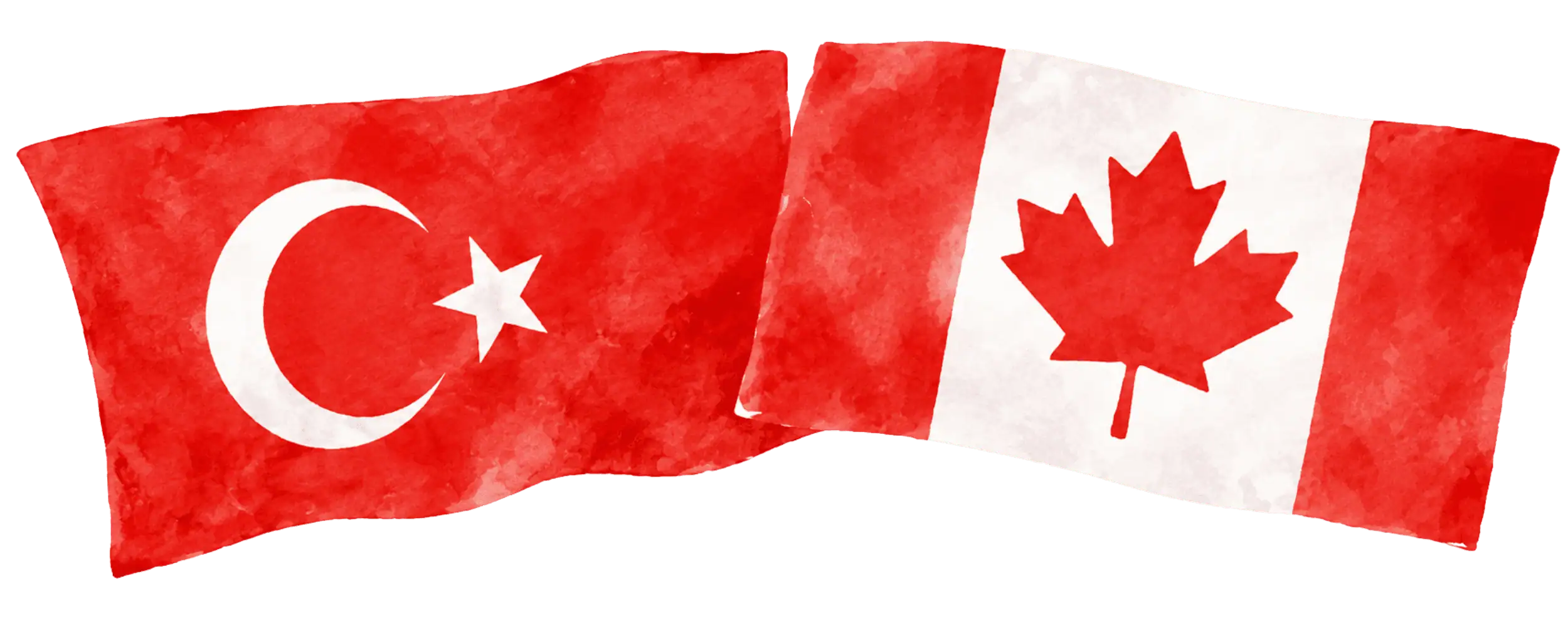 Turkish and Canadian flags representing immigration from Turkey to Canada