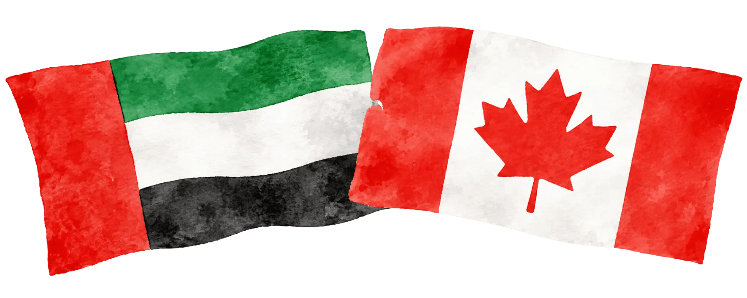 Emirati and Canadian flags representing immigration from the UAE to Canada