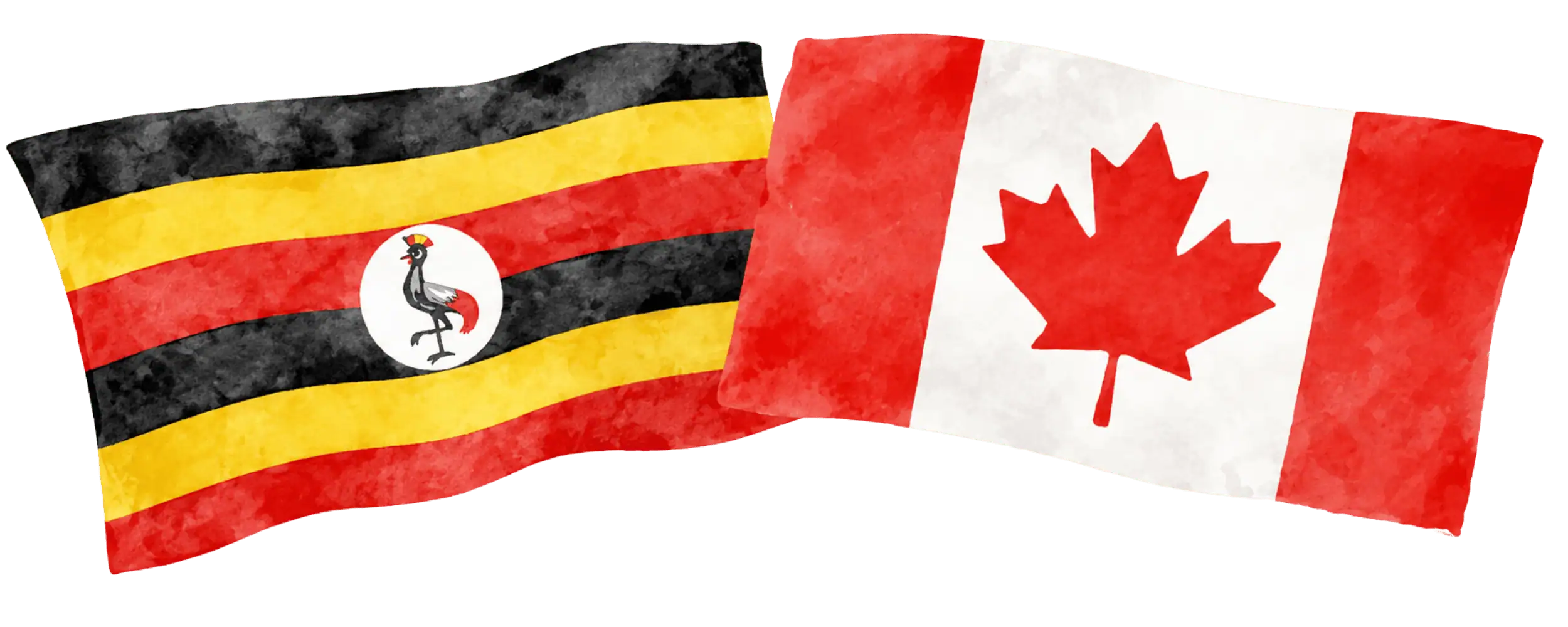 Ugandan and Canadian flags representing immigration from Uganda to Canada