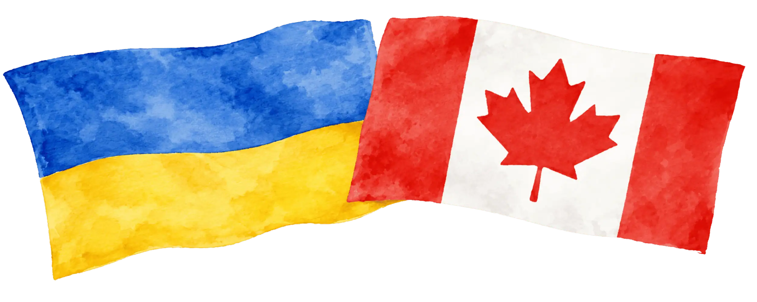 Ukrainian and Canadian flags representing immigration from Ukraine to Canada