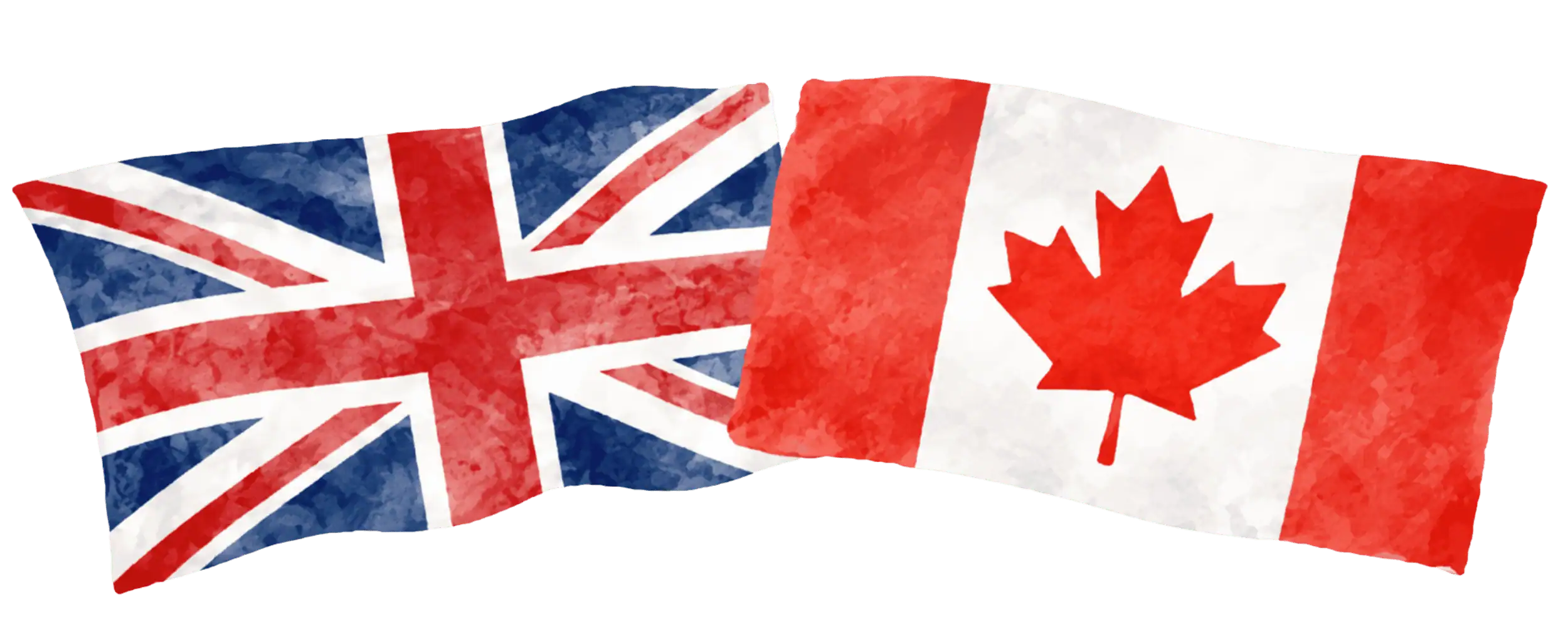 British and Canadian flags representing immigration from the United Kingdom to Canada